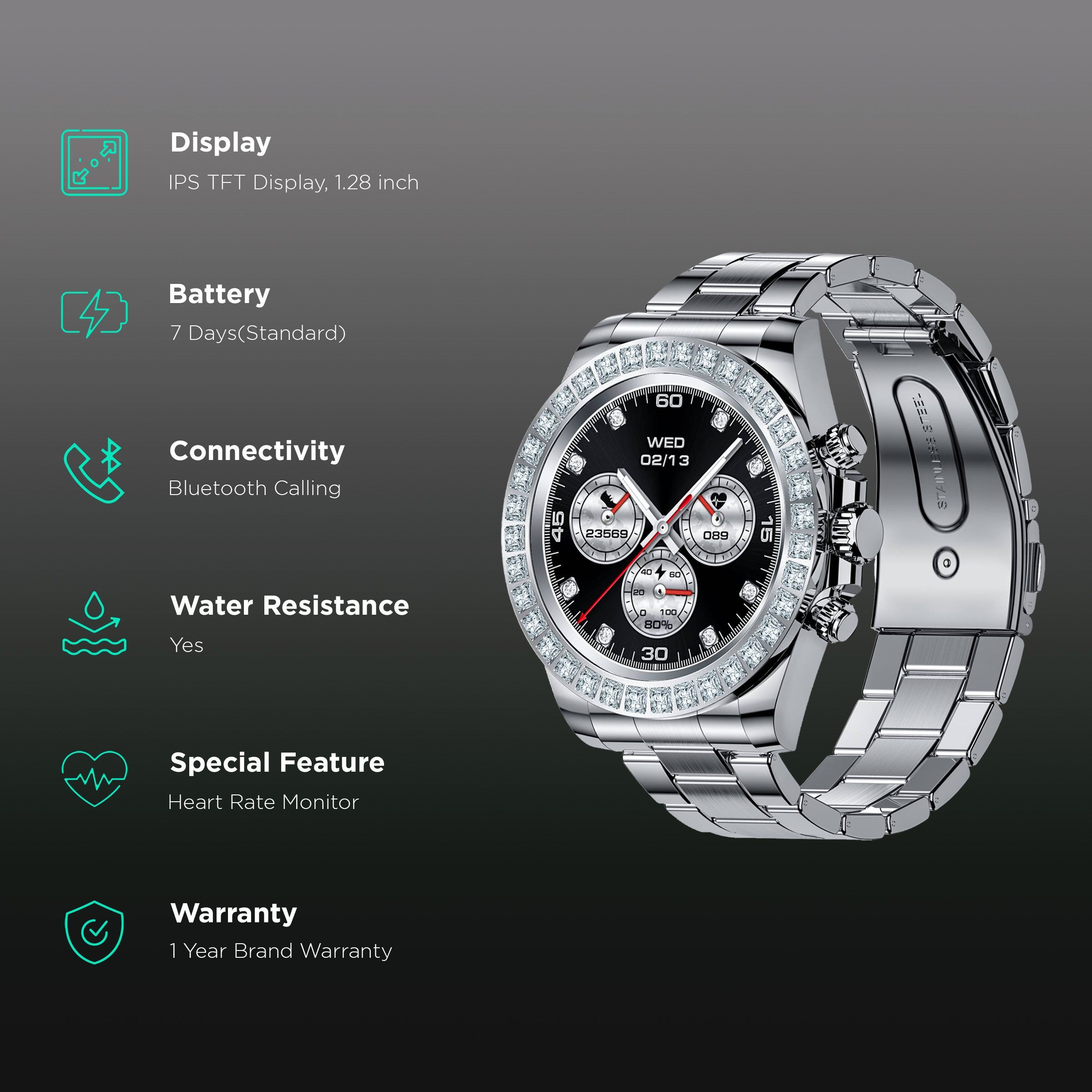 FIRE-BOLTT Blizzard Ultra Smartwatch with Bluetooth Calling (32.5mm HD Display, Water Resistant, Silver Strap)_2