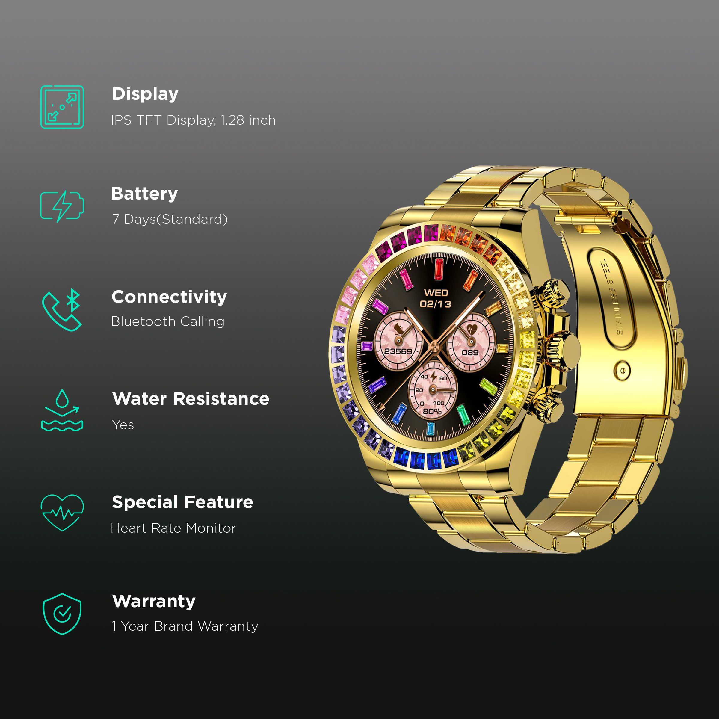 FIRE-BOLTT Blizzard Ultra Smartwatch with Bluetooth Calling (32.5mm HD Display, Water Resistant, Gold Strap)_2