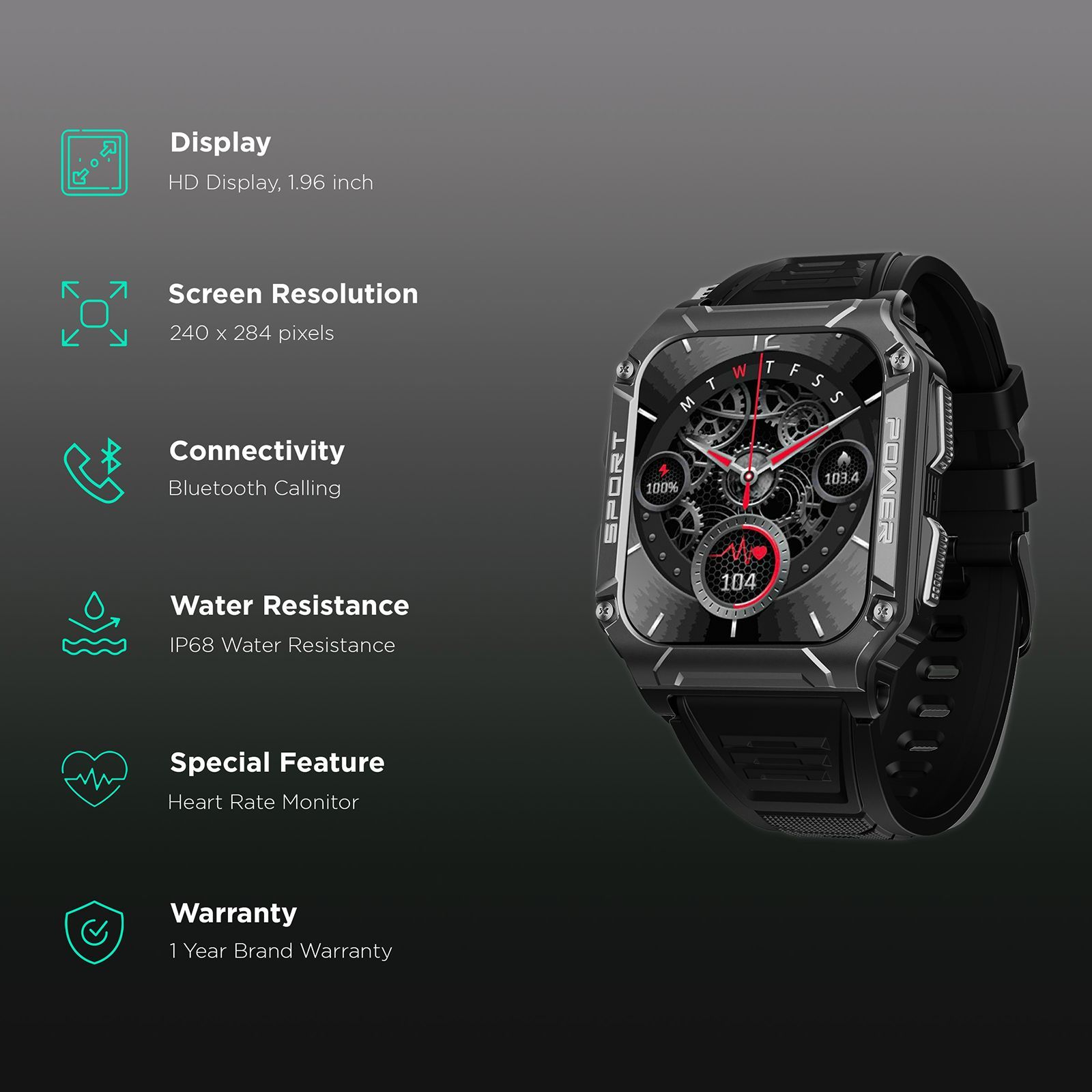 boAt Wave Force 2 Smartwatch with Bluetooth Calling (50.6mm HD Display, IP68 Water Resistant, Active Black Strap) boAt Wave Force 2 Smartwatch with Bluetooth Calling (50.6mm HD Display, IP68 Water Resistant, Active Black Strap)_2