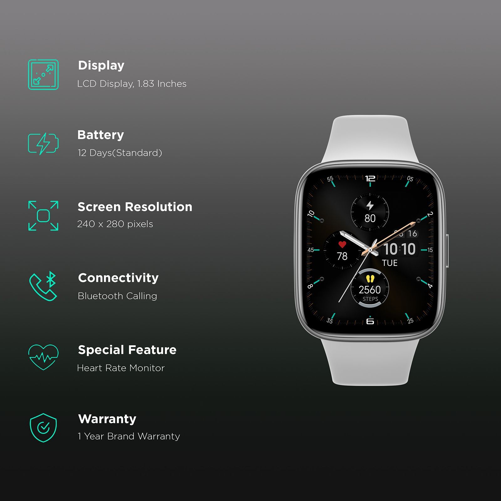 Redmi Watch 3 Active Smartwatch with Bluetooth Calling (46.4mm LCD Display, 5ATM Water Resistant, Platinum Grey Strap)_2