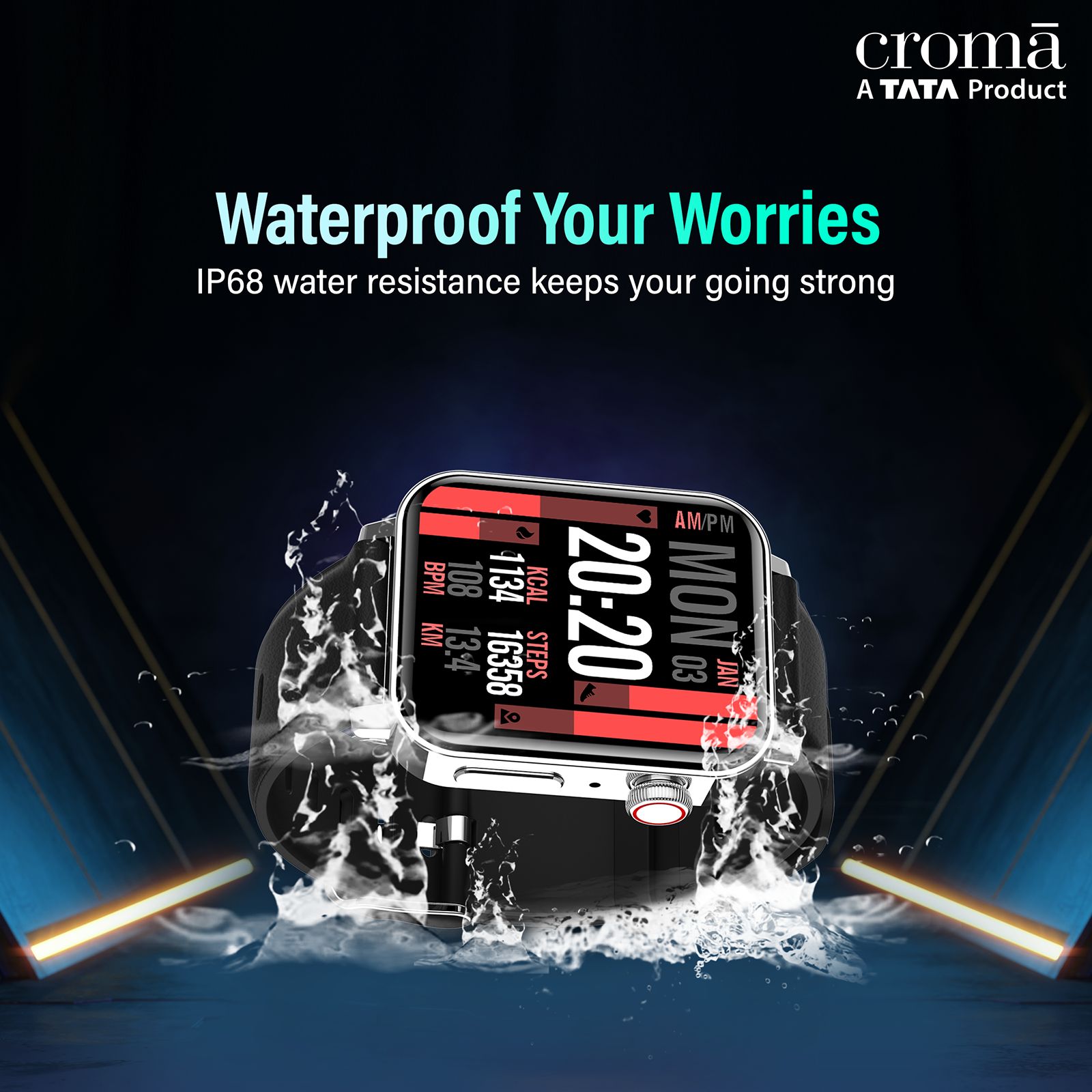 Croma Velocity AM Smartwatch with Bluetooth Calling (1.78 inches, AMOLED Display, IP68 Water Resistant, Silicone Strap)_10