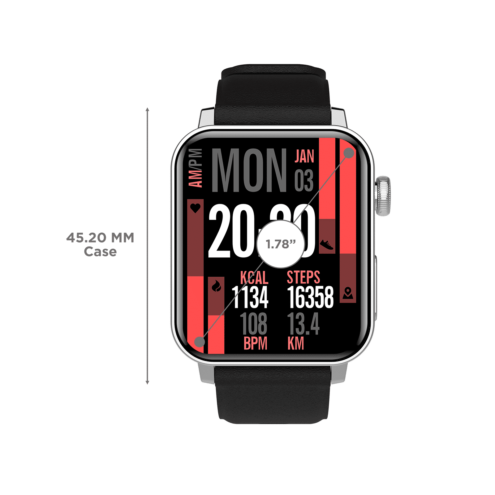 Croma Velocity AM Smartwatch with Bluetooth Calling (1.78 inches, AMOLED Display, IP68 Water Resistant, Silicone Strap)_3