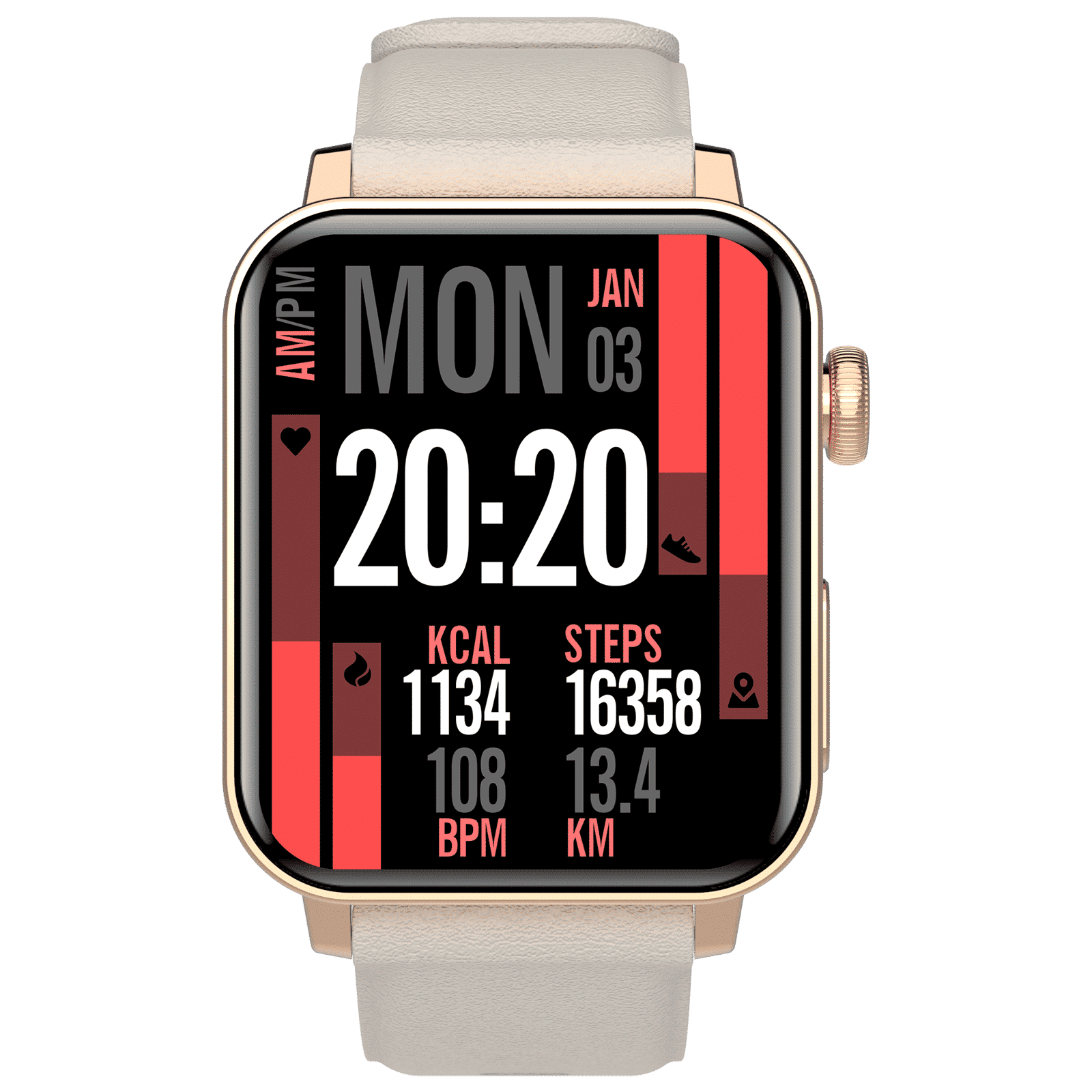 Croma Velocity AM Smartwatch with Bluetooth Calling (1.78 inches, AMOLED Display, IP68 Water Resistant, Gold Strap)_1