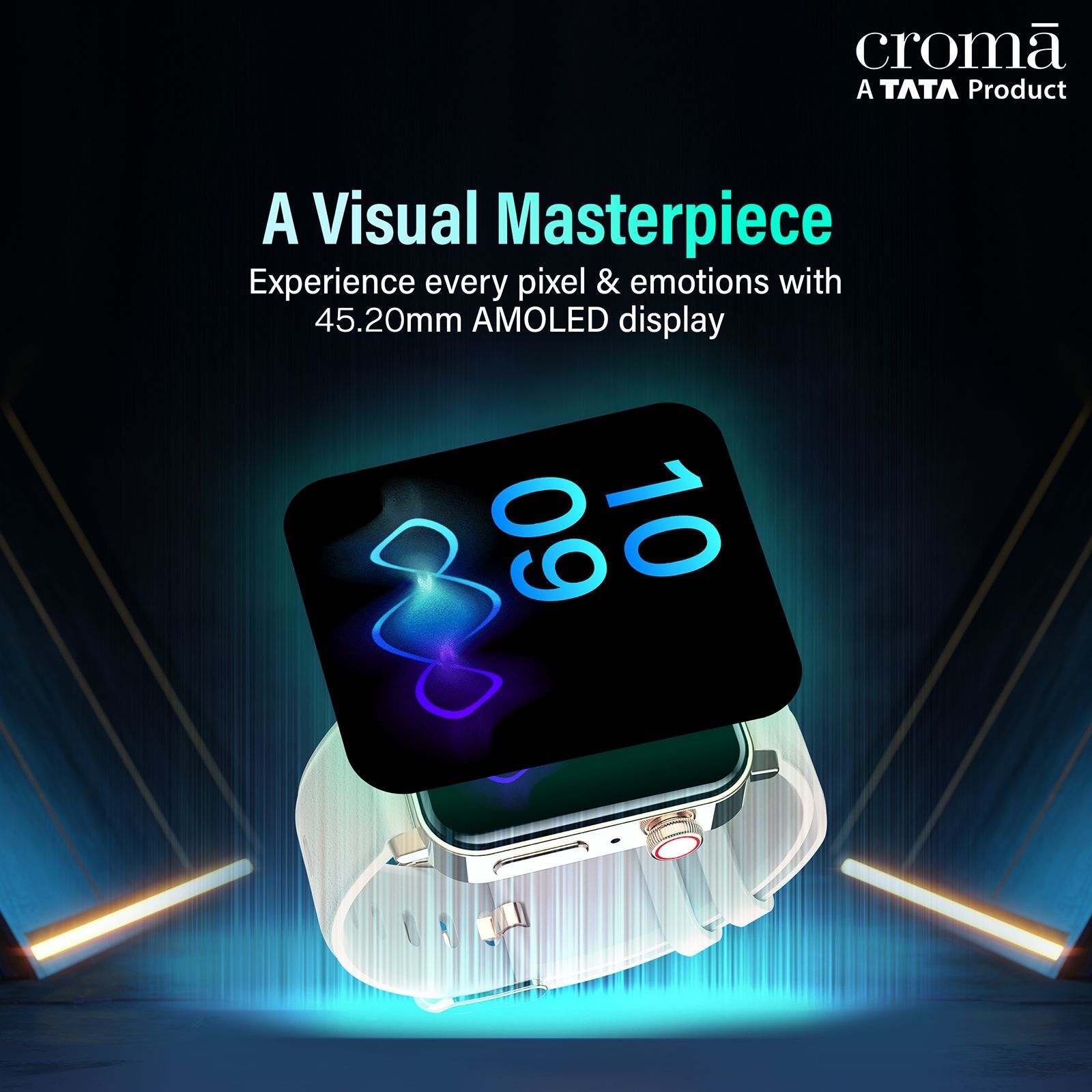 Croma Velocity AM Smartwatch with Bluetooth Calling (1.78 inches, AMOLED Display, IP68 Water Resistant, Gold Strap)_6