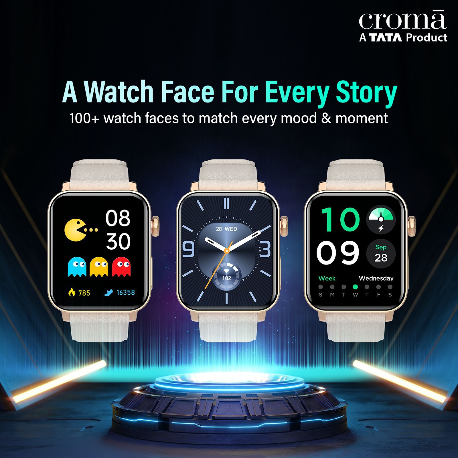 Croma Velocity AM Smartwatch with Bluetooth Calling (1.78 inches, AMOLED Display, IP68 Water Resistant, Gold Strap)_7