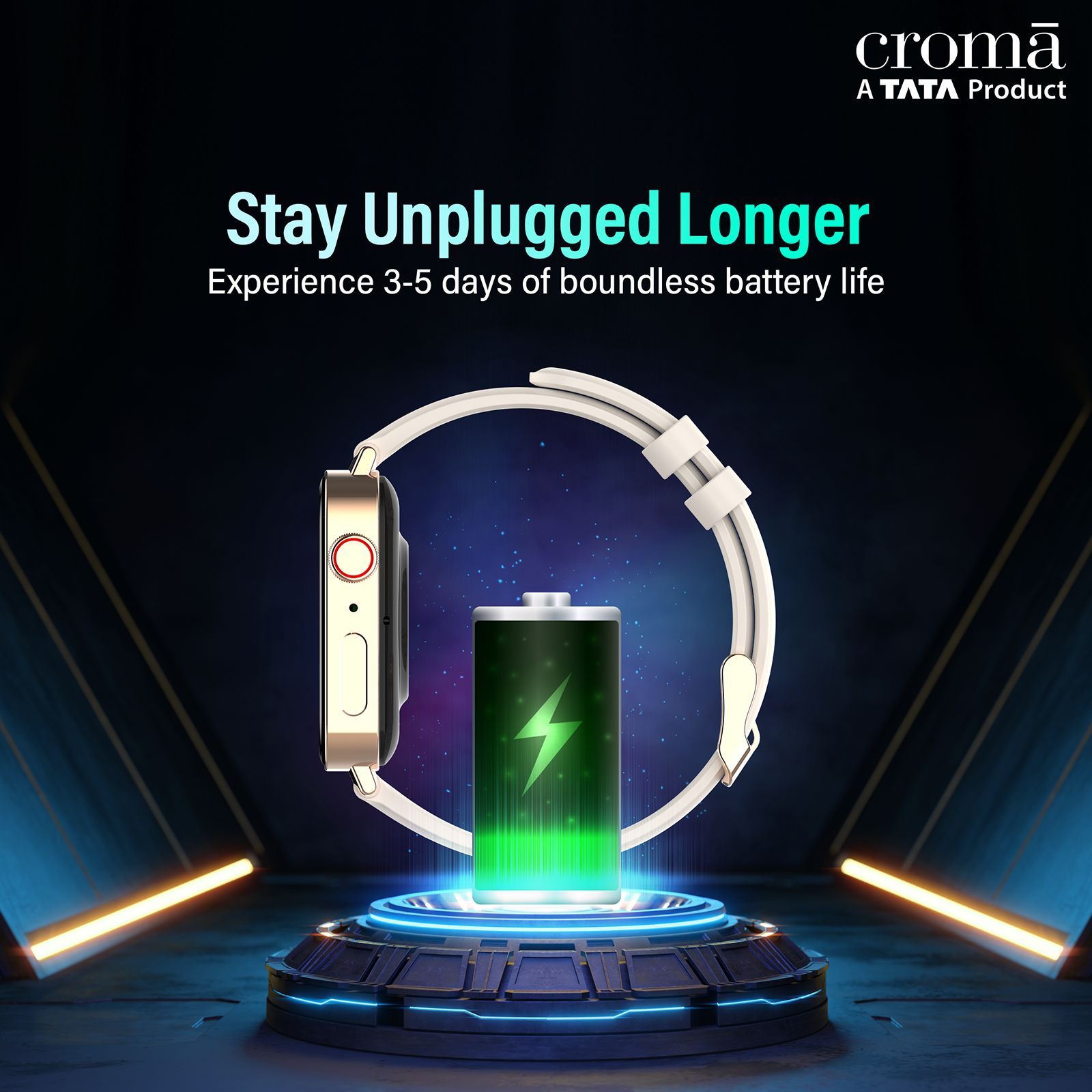 Croma Velocity AM Smartwatch with Bluetooth Calling (1.78 inches, AMOLED Display, IP68 Water Resistant, Gold Strap)_10