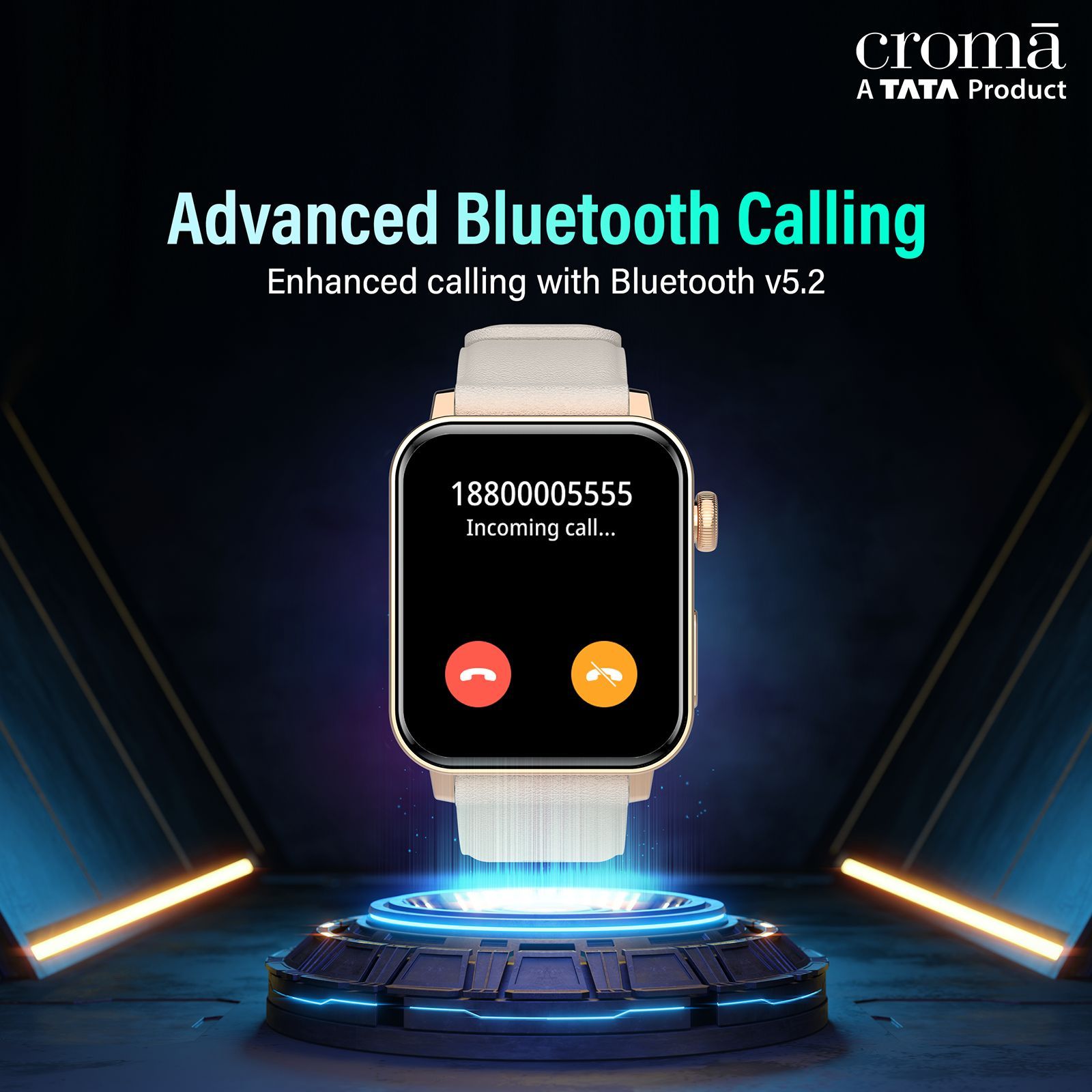 Croma Velocity AM Smartwatch with Bluetooth Calling (1.78 inches, AMOLED Display, IP68 Water Resistant, Gold Strap)_11