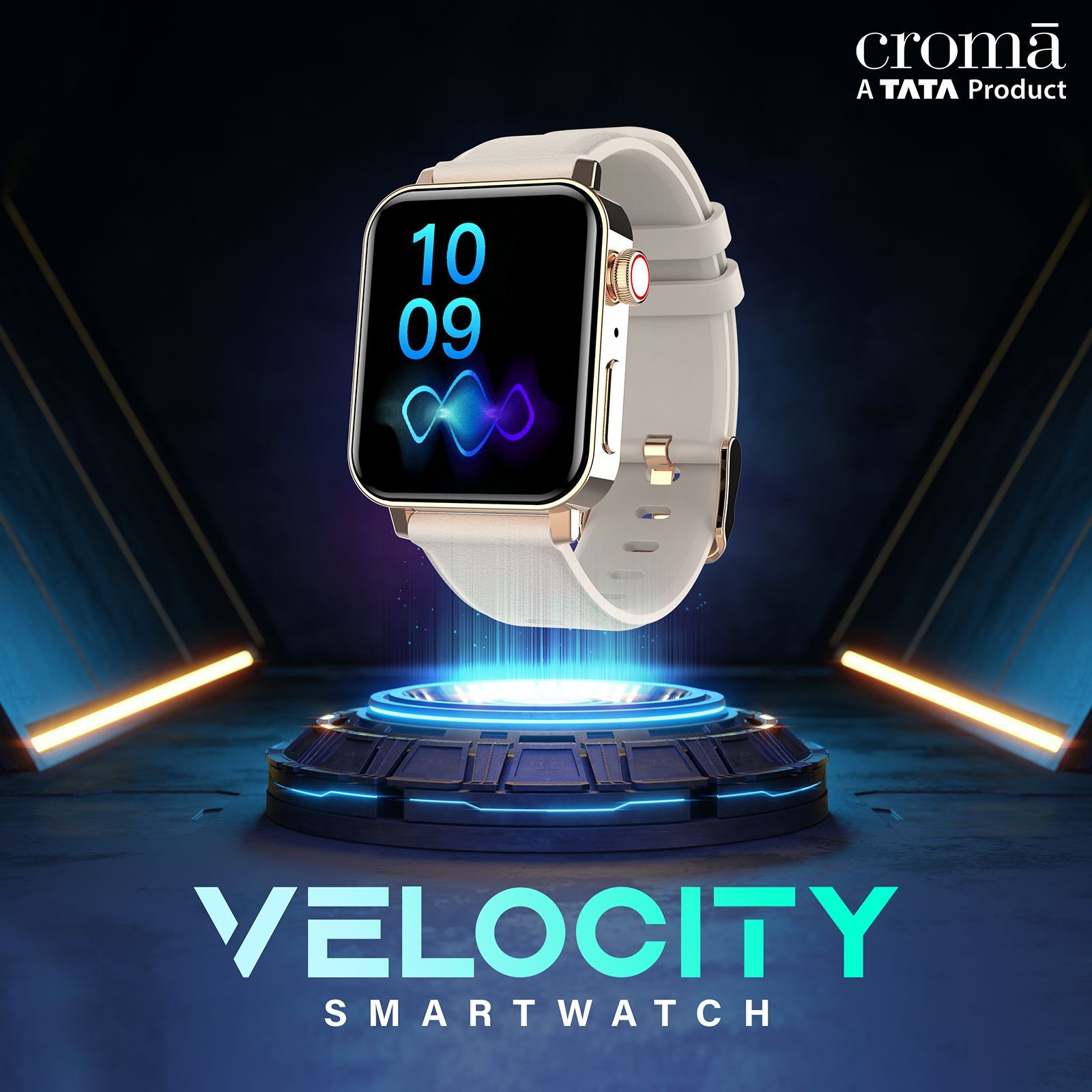 Croma Velocity AM Smartwatch with Bluetooth Calling (1.78 inches, AMOLED Display, IP68 Water Resistant, Gold Strap)_12