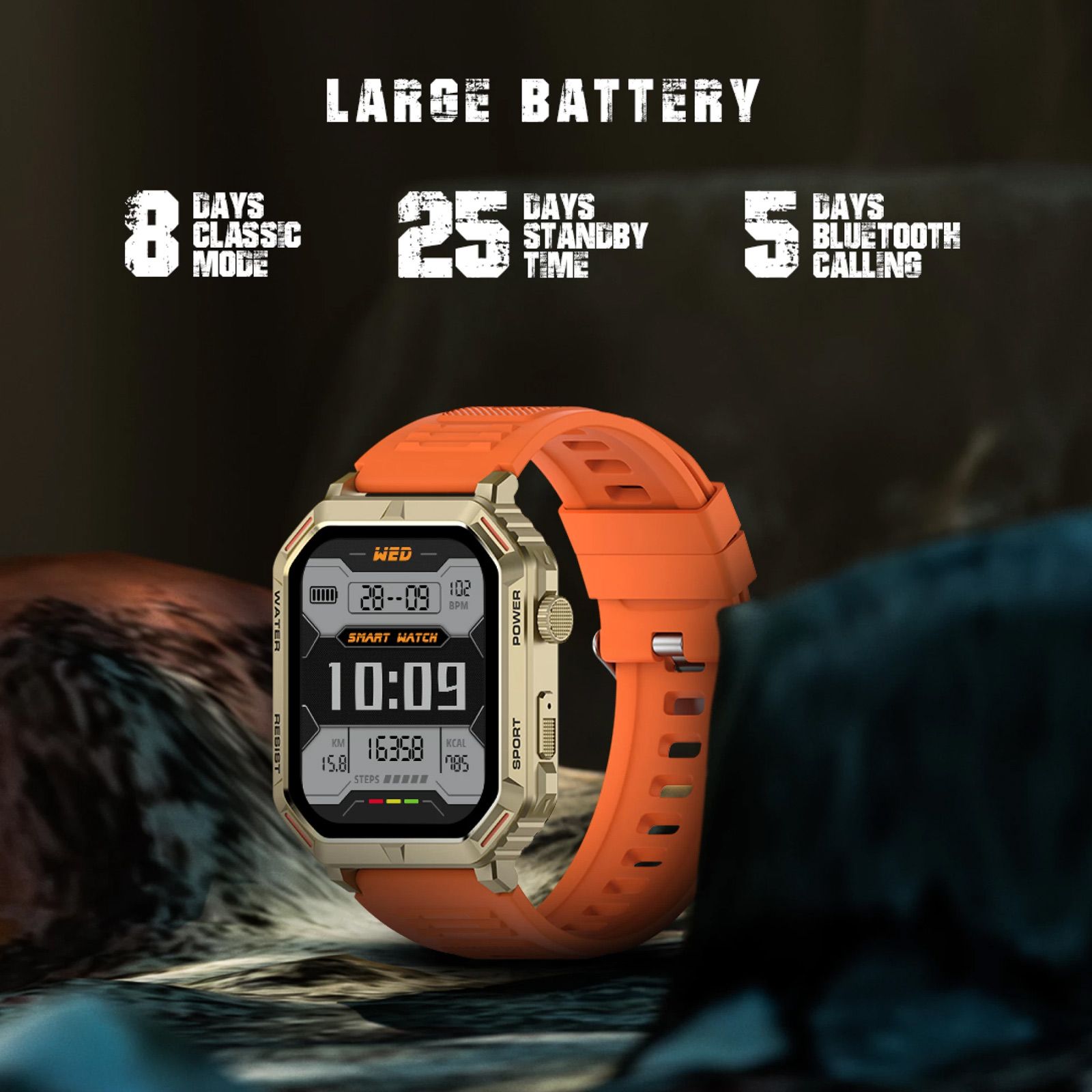FIRE-BOLTT Commando Smartwatch with Bluetooth Calling (49.5mm AMOLED Display, IP68 Water Resistant, Orange Strap) FIRE-BOLTT Commando Smartwatch with Bluetooth Calling (49.5mm AMOLED Display, IP68 Water Resistant, Orange Strap)_9