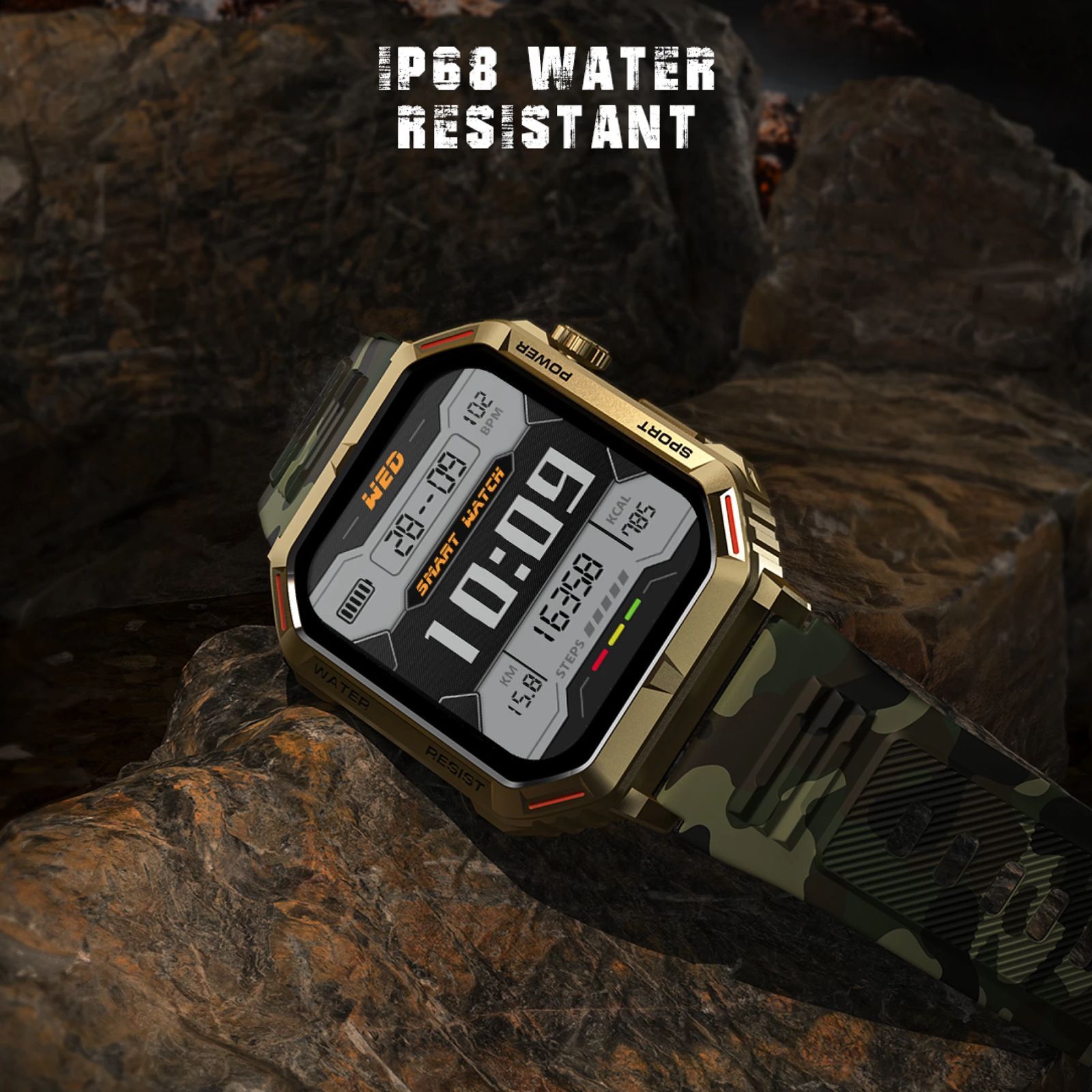 FIRE-BOLTT Commando Smartwatch with Bluetooth Calling (49.5mm AMOLED Display, IP68 Water Resistant, Camo Green Strap)_10