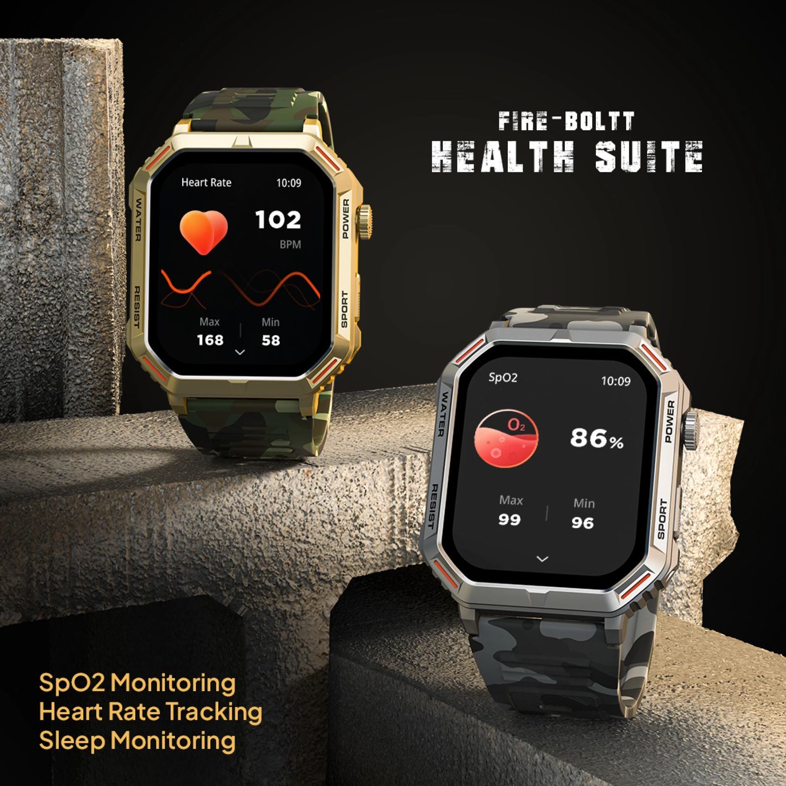 FIRE-BOLTT Commando Smartwatch with Bluetooth Calling (49.5mm AMOLED Display, IP68 Water Resistant, Camo Green Strap)_13