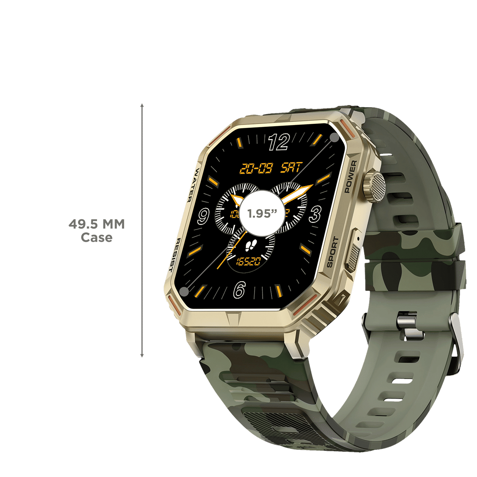 FIRE-BOLTT Commando Smartwatch with Bluetooth Calling (49.5mm AMOLED Display, IP68 Water Resistant, Camo Green Strap)_3