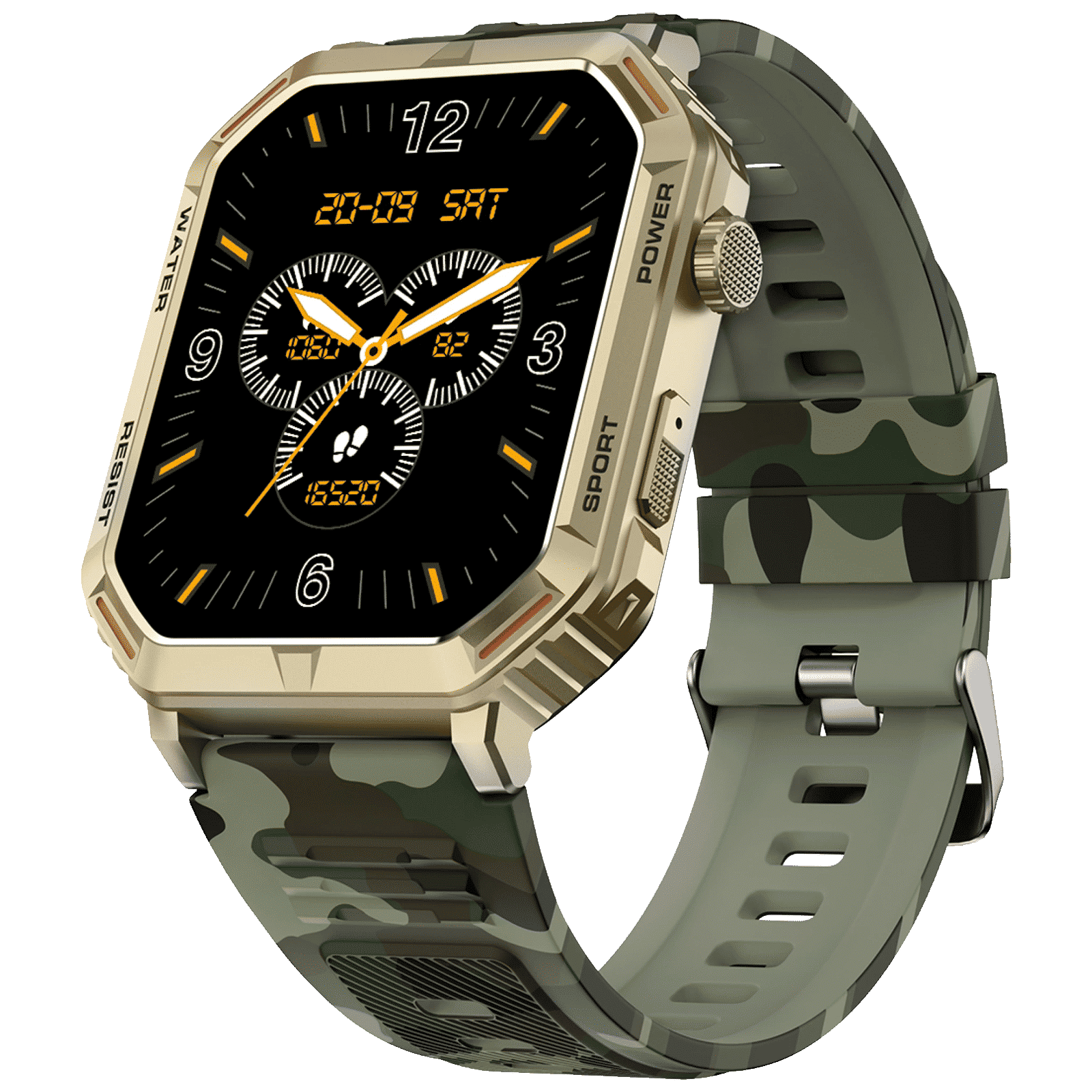 FIRE-BOLTT Commando Smartwatch with Bluetooth Calling (49.5mm AMOLED Display, IP68 Water Resistant, Camo Green Strap)_4