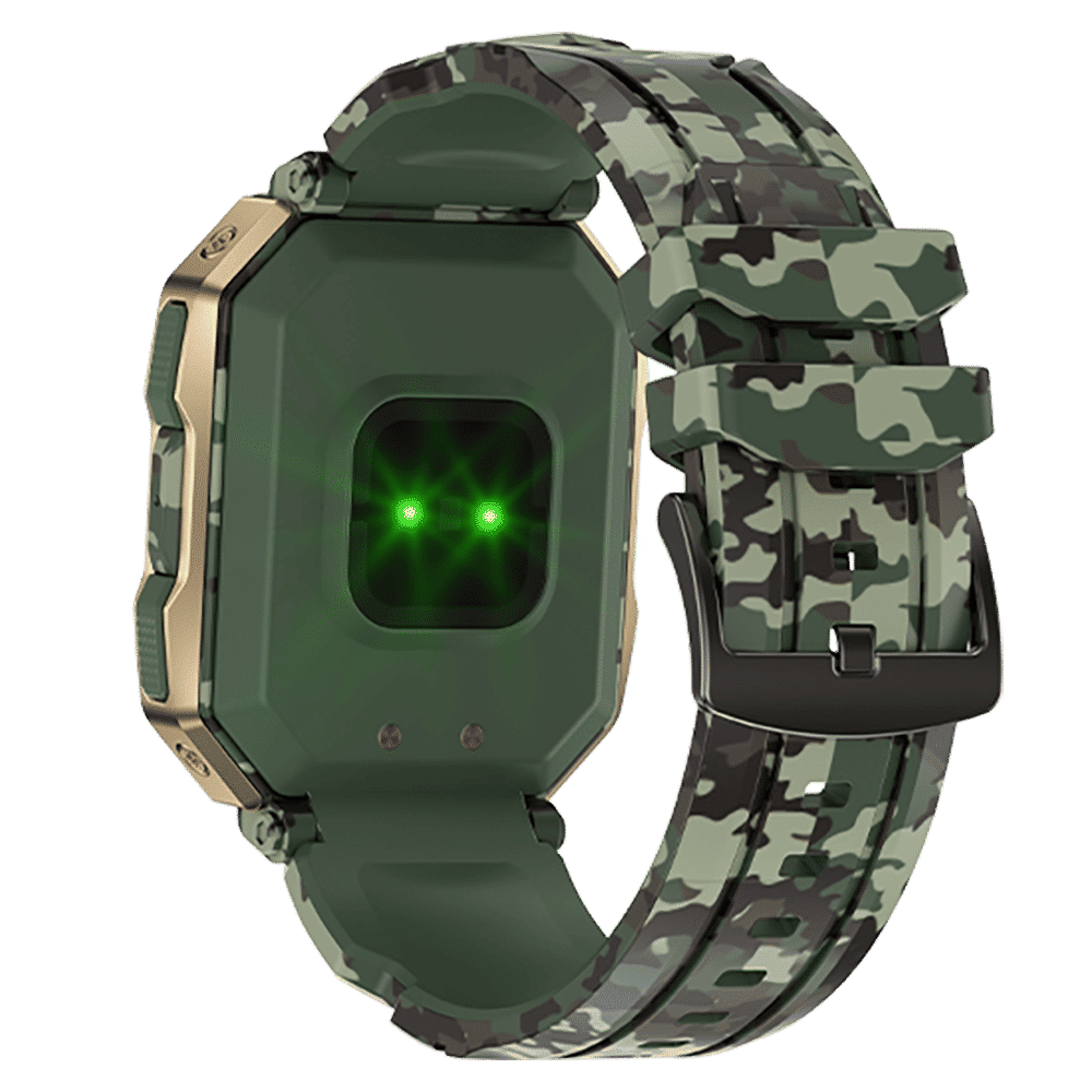 FIRE-BOLTT Commando Smartwatch with Bluetooth Calling (49.5mm AMOLED Display, IP68 Water Resistant, Camo Green Strap)_6