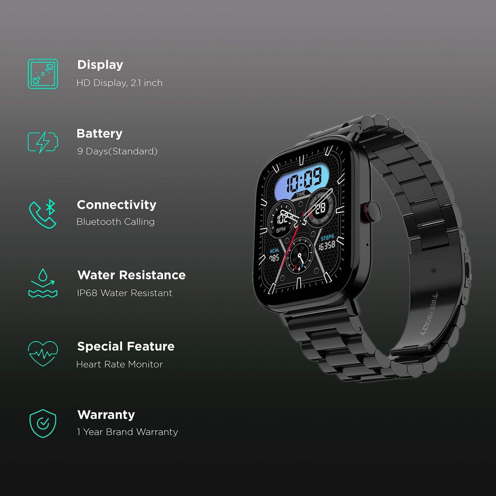 FIRE-BOLTT Starlight Smartwatch with Bluetooth Calling (51mm TFT HD Display, IP68 Water Resistant, Pitch Black Strap)_2