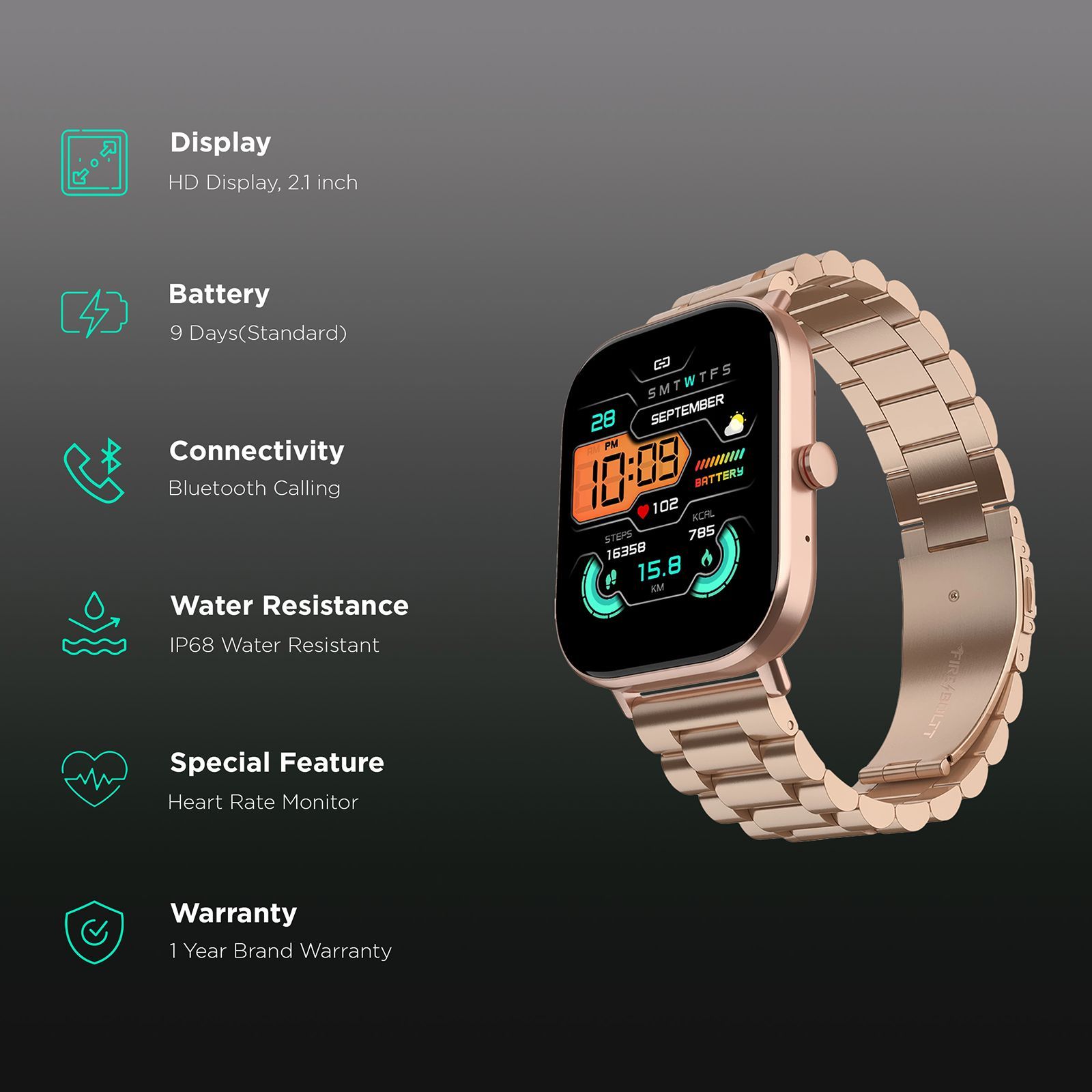 FIRE-BOLTT Starlight Smartwatch with Bluetooth Calling (51mm TFT HD Display, IP68 Water Resistant, Rose Gold Strap) FIRE-BOLTT Starlight Smartwatch with Bluetooth Calling (51mm TFT HD Display, IP68 Water Resistant, Rose Gold Strap)_2