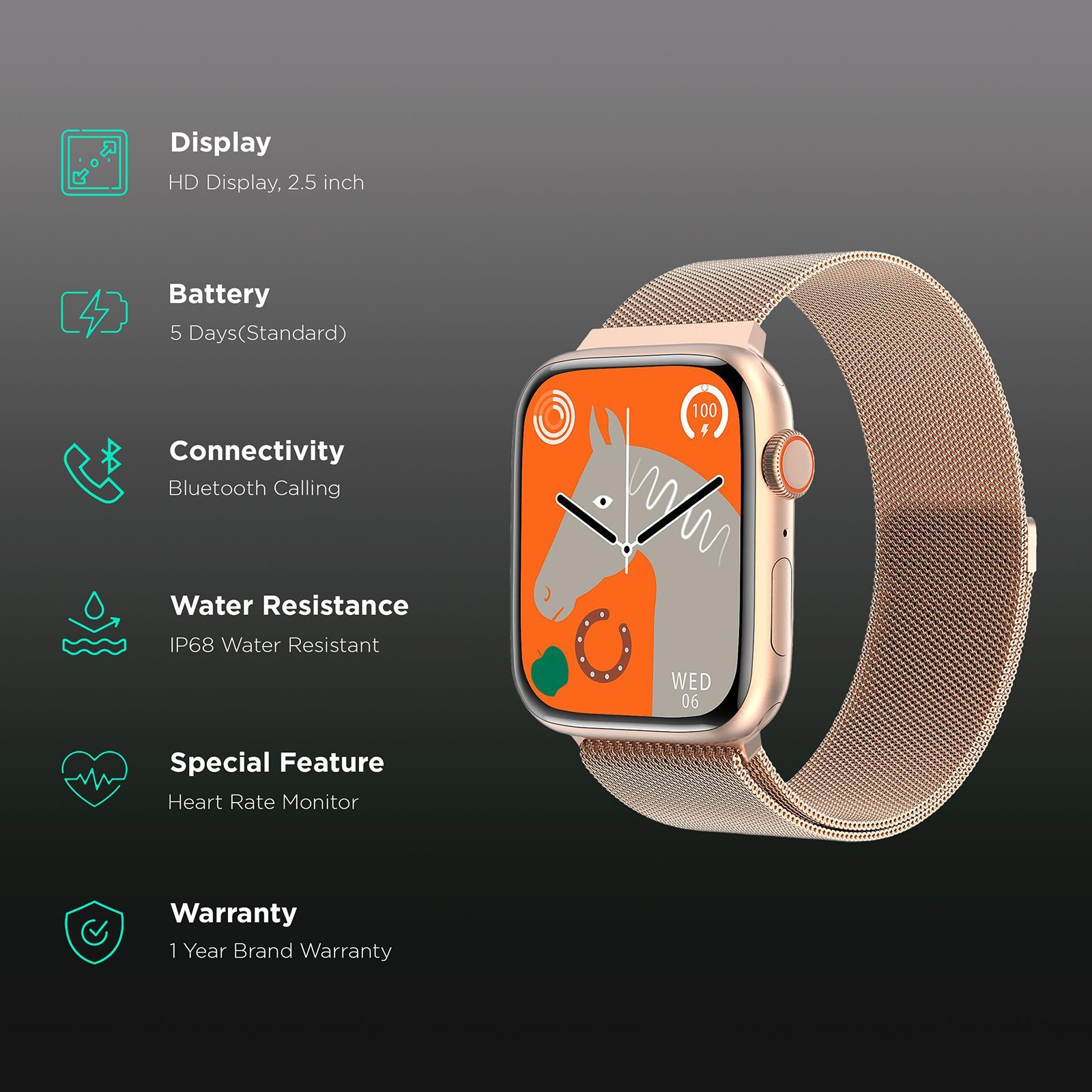 FIRE-BOLTT Vogue Smartwatch with Bluetooth Calling (52mm HD Display, IP68 Water Resistant, Rose Gold Strap) FIRE-BOLTT Vogue Smartwatch with Bluetooth Calling (52mm HD Display, IP68 Water Resistant, Rose Gold Strap)_2