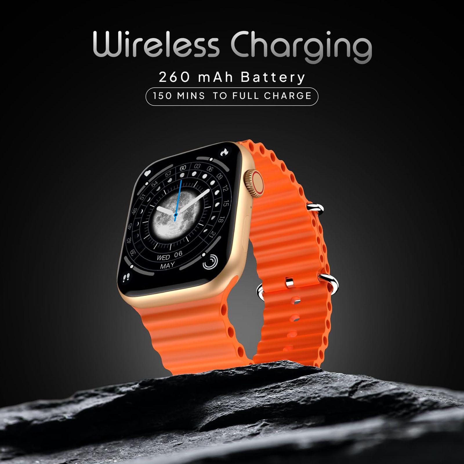 FIRE-BOLTT Vogue Smartwatch with Bluetooth Calling (52mm Display, IP68 Water Resistant, Orange Strap)_3