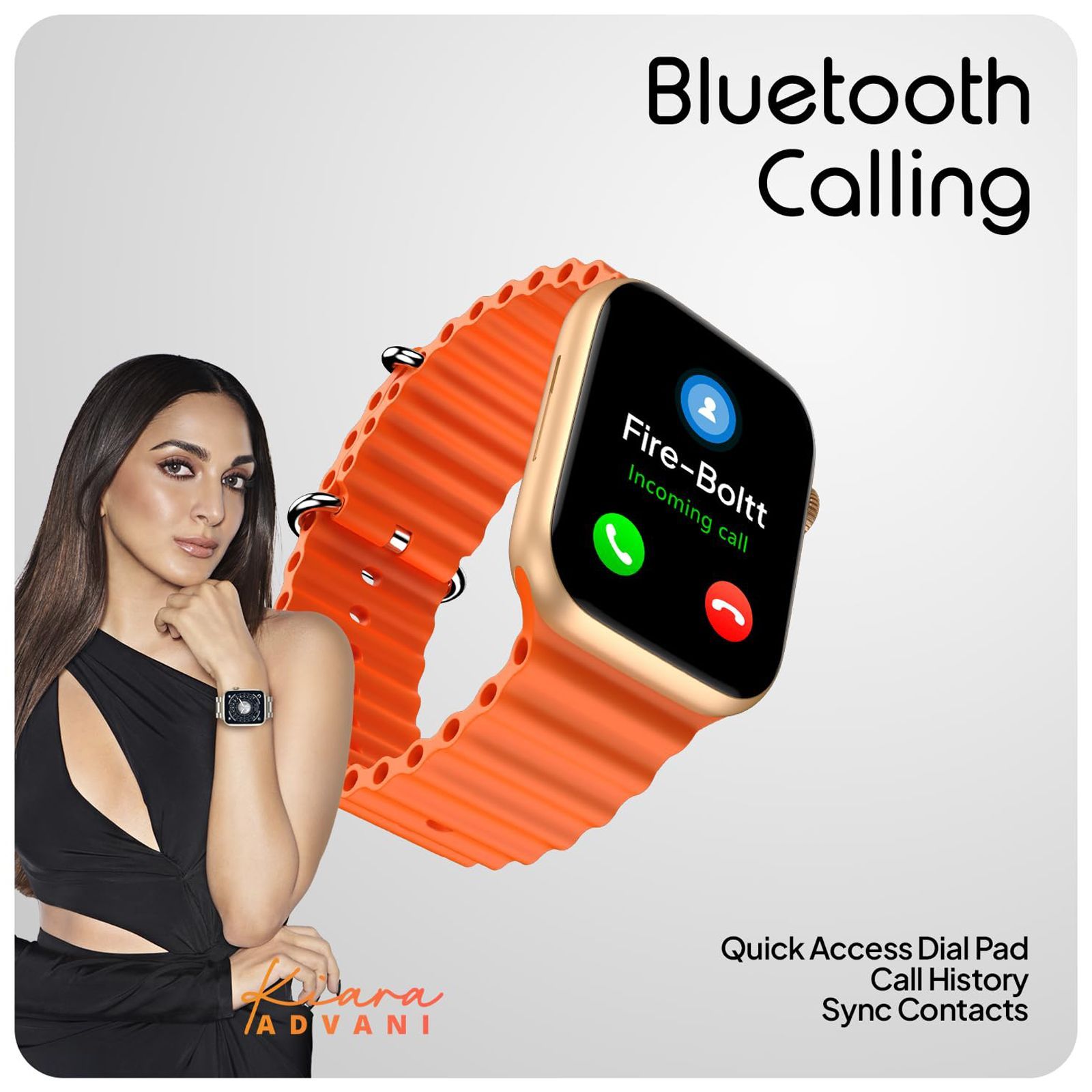 FIRE-BOLTT Vogue Smartwatch with Bluetooth Calling (52mm Display, IP68 Water Resistant, Orange Strap)_5
