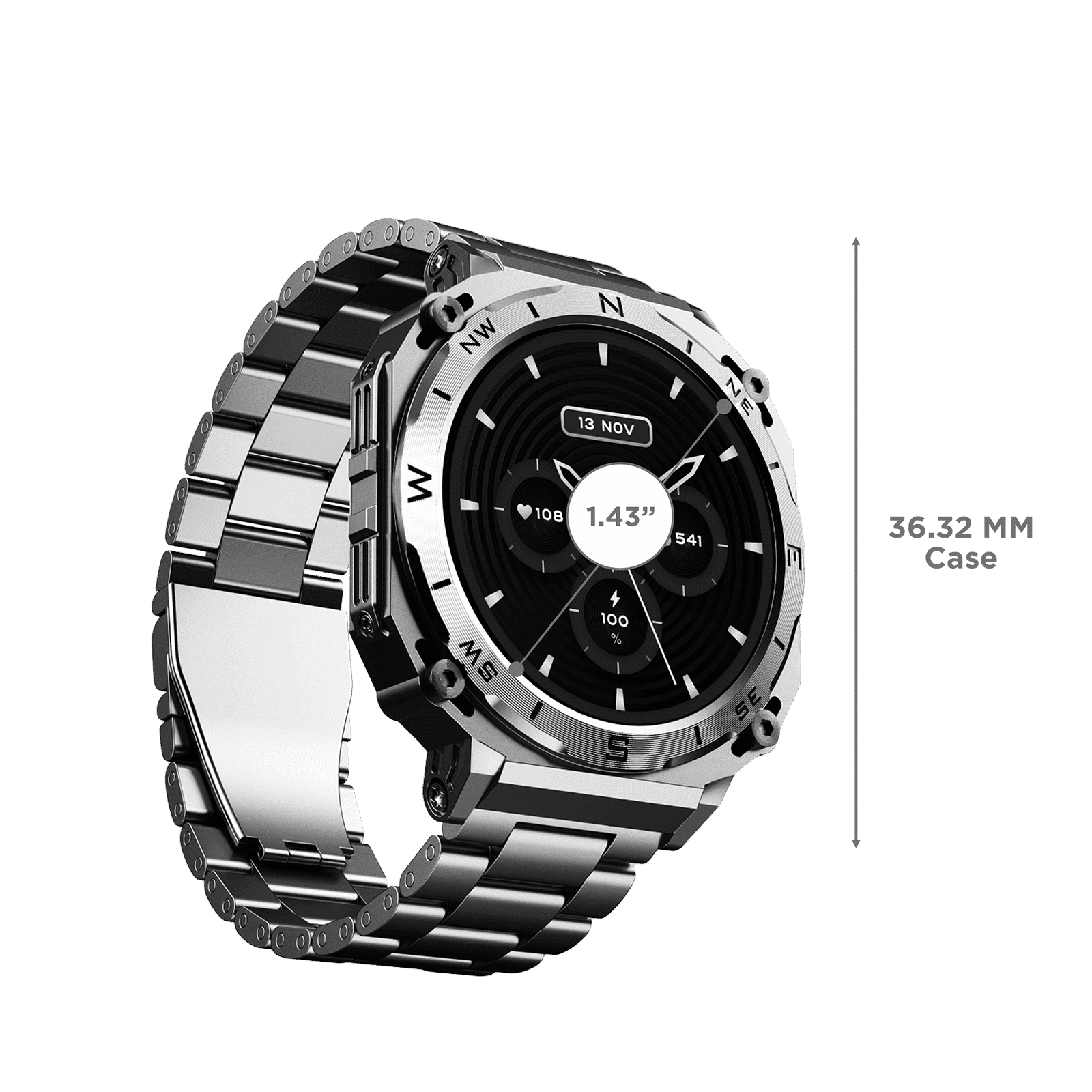 boAt Enigma X500 Smartwatch with Bluetooth Calling (42mm, AMOLED Display, IP68 Water Resistant, Classic Silver Strap)_3