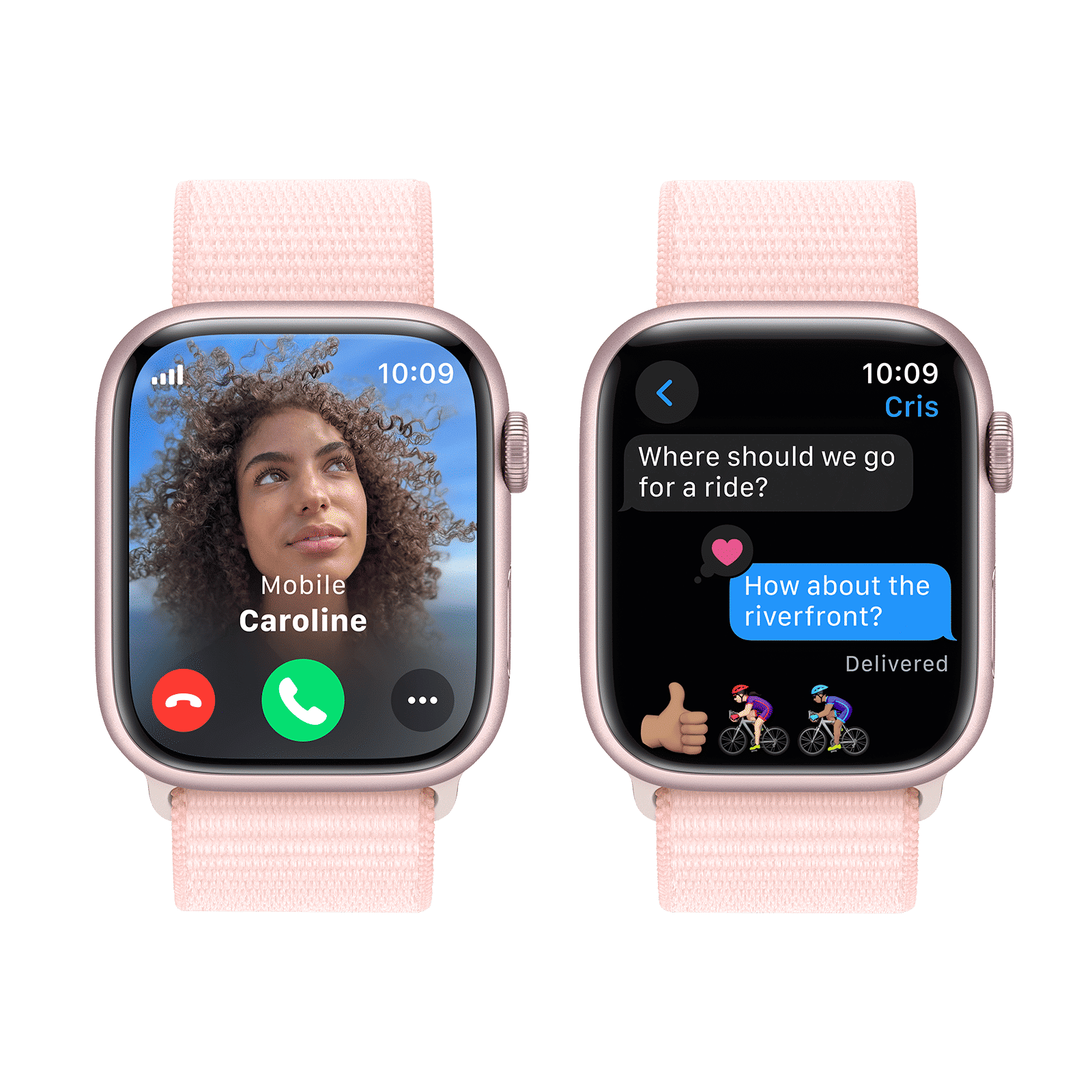 Apple Watch Series 9 GPS+Cellular with Light Pink Sport Loop - M/L(45mm Display, Pink Aluminium Case)_6