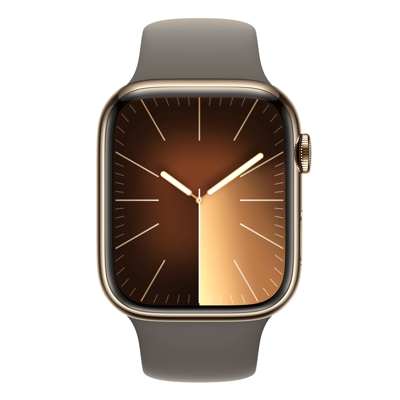 Apple Watch Series 9 GPS+Cellular with Clay Sport Band - S/M (45mm Display, Gold Stainless Steel Case)_2