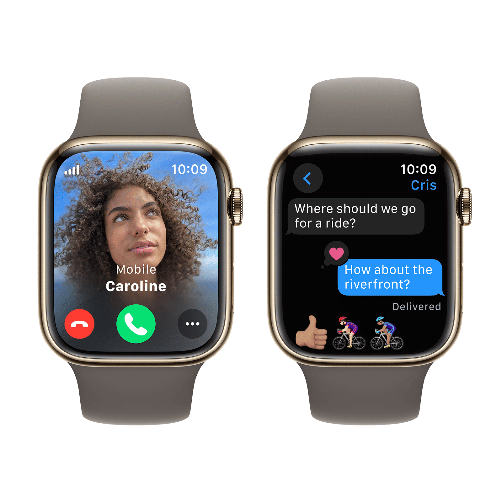 Apple Watch Series 9 GPS+Cellular with Clay Sport Band - S/M (45mm Display, Gold Stainless Steel Case)_6