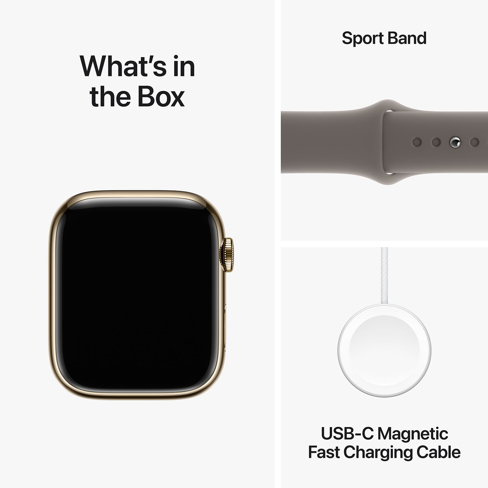 Apple Watch Series 9 GPS+Cellular with Clay Sport Band - S/M (45mm Display, Gold Stainless Steel Case)_10