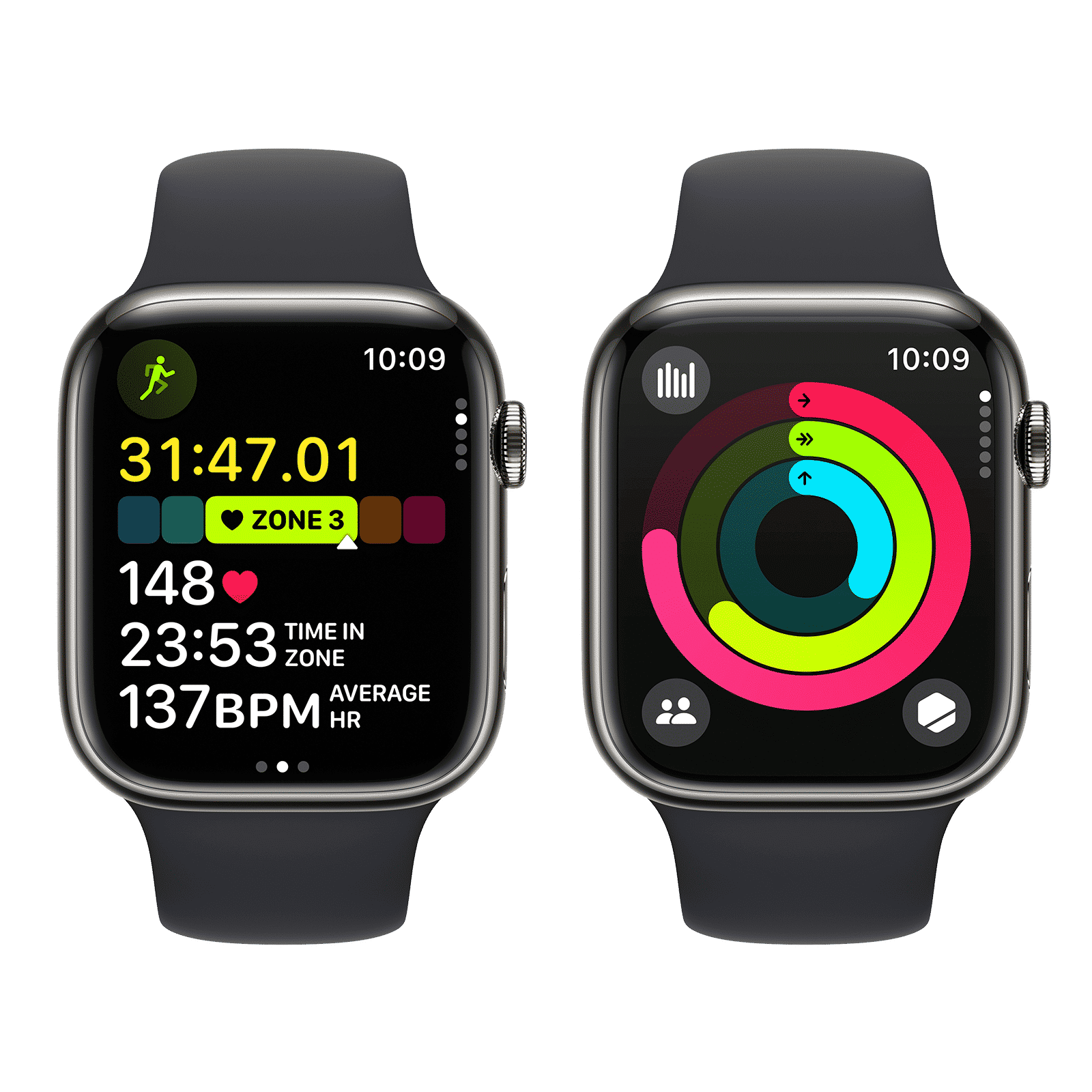 Apple Watch Series 9 GPS+Cellular with Midnight Sport Band - M/L (45mm Display, Graphite Stainless Steel Case)_8