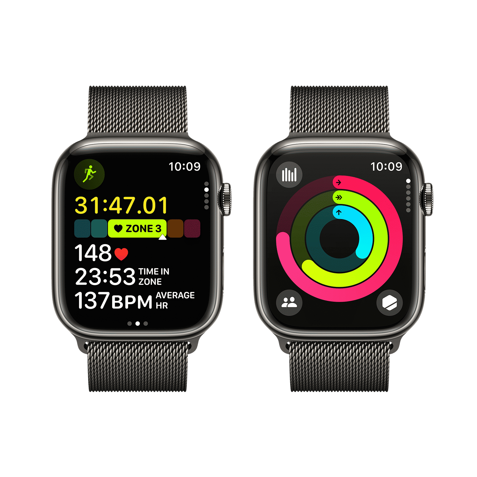 Apple Watch Series 9 GPS+Cellular with Graphite Milanese Loop - M/L (45mm Display, Graphite Stainless Steel Case)_8