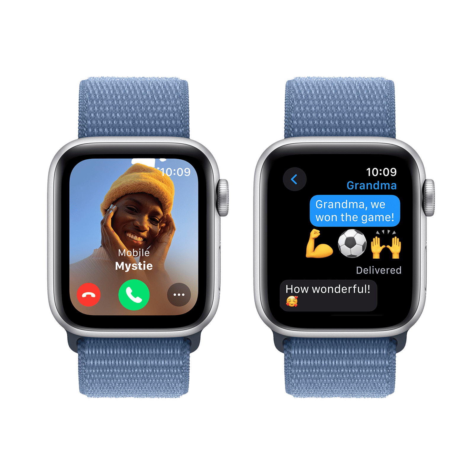 Apple Watch SE GPS with Winter Blue Sport Loop - S/M (40mm Display, Silver Aluminium Case)_4