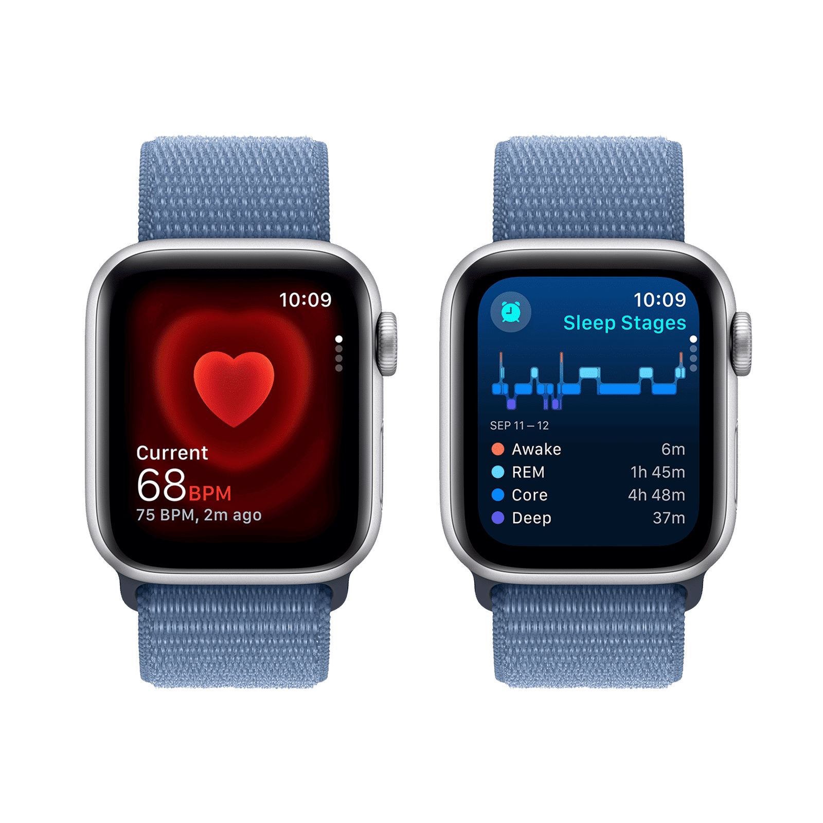 Apple Watch SE GPS with Winter Blue Sport Loop - S/M (40mm Display, Silver Aluminium Case)_5