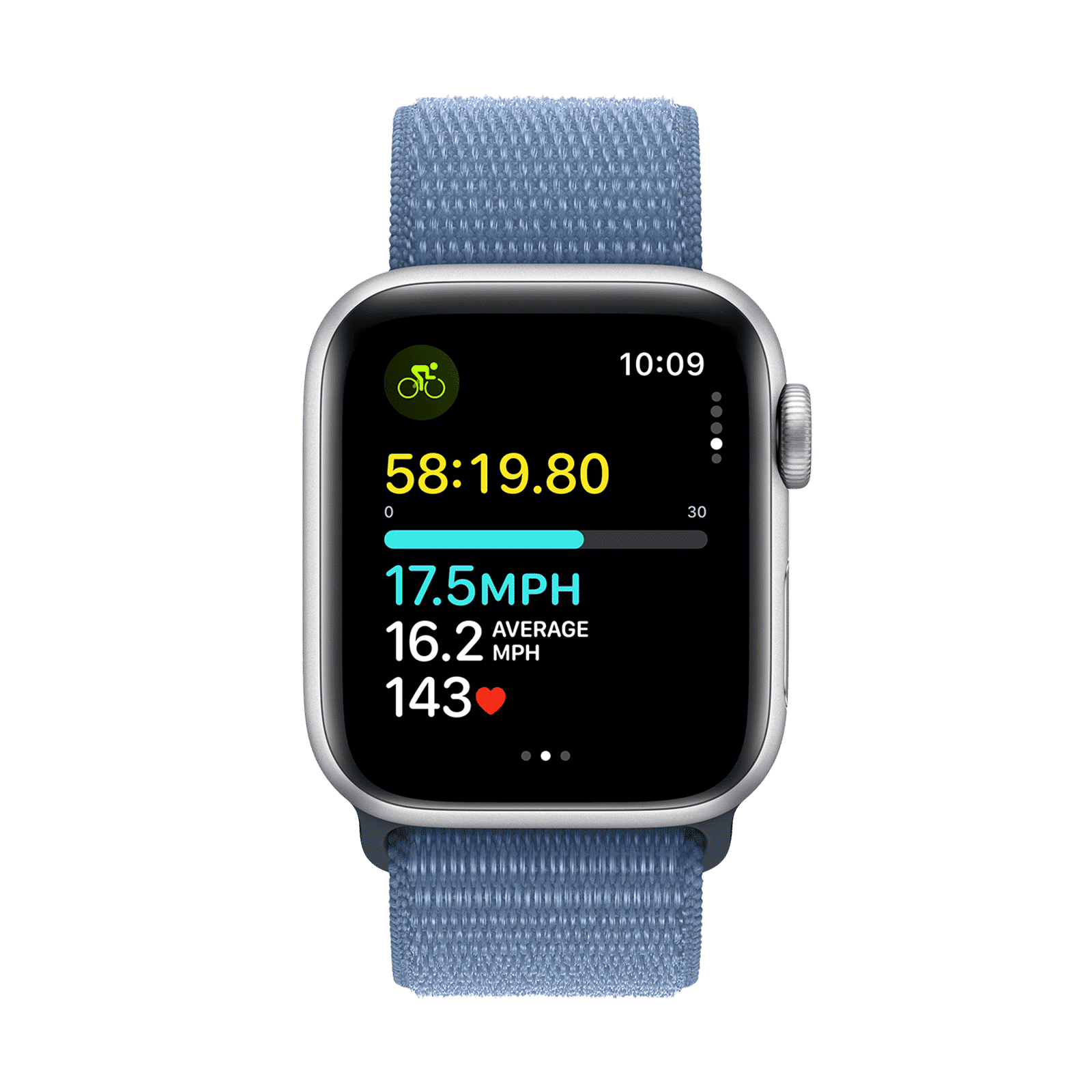 Apple Watch SE GPS with Winter Blue Sport Loop - S/M (40mm Display, Silver Aluminium Case)_6