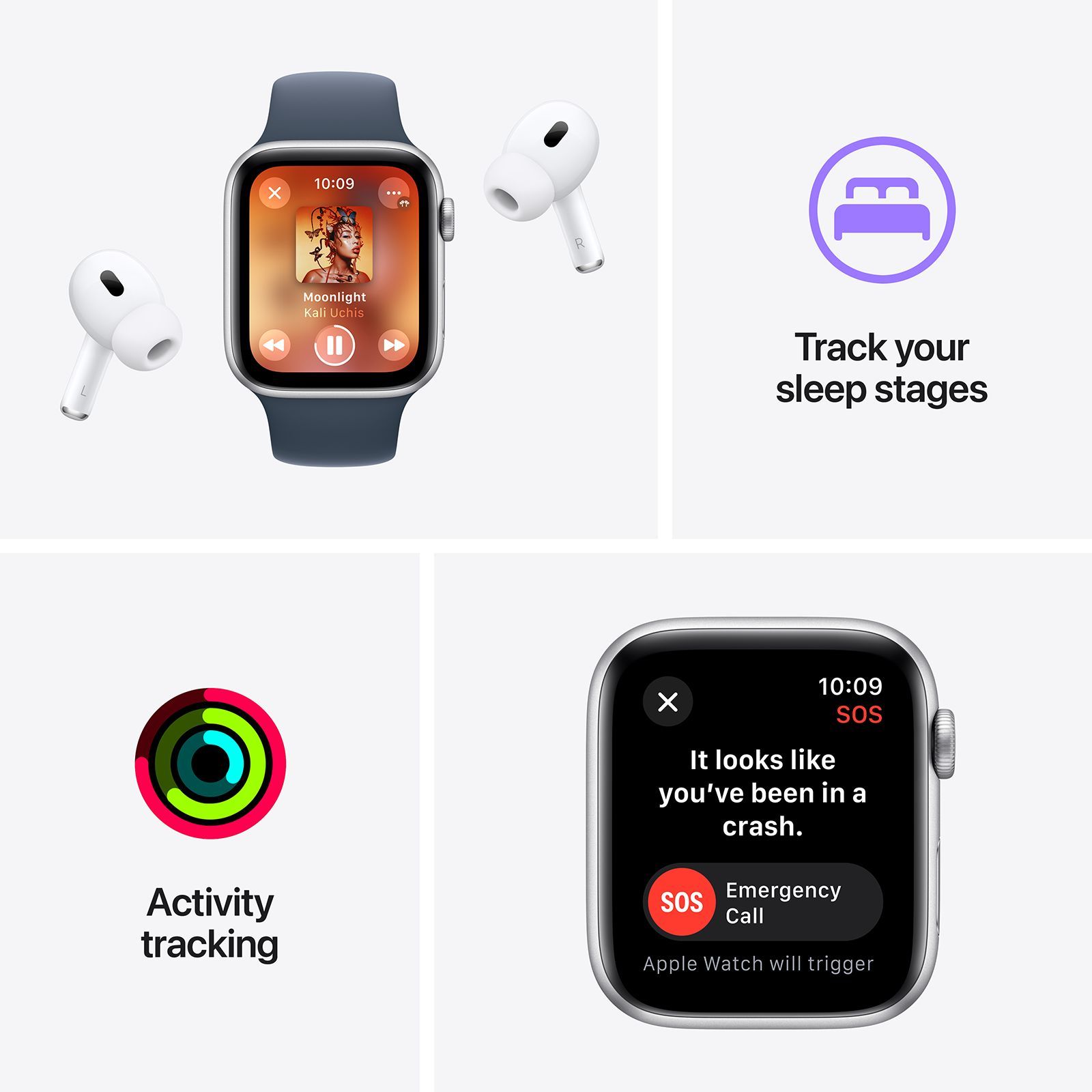 Apple Watch SE GPS with Storm Blue Sport Band - S/M (44mm Display, Silver Aluminium Case)_7