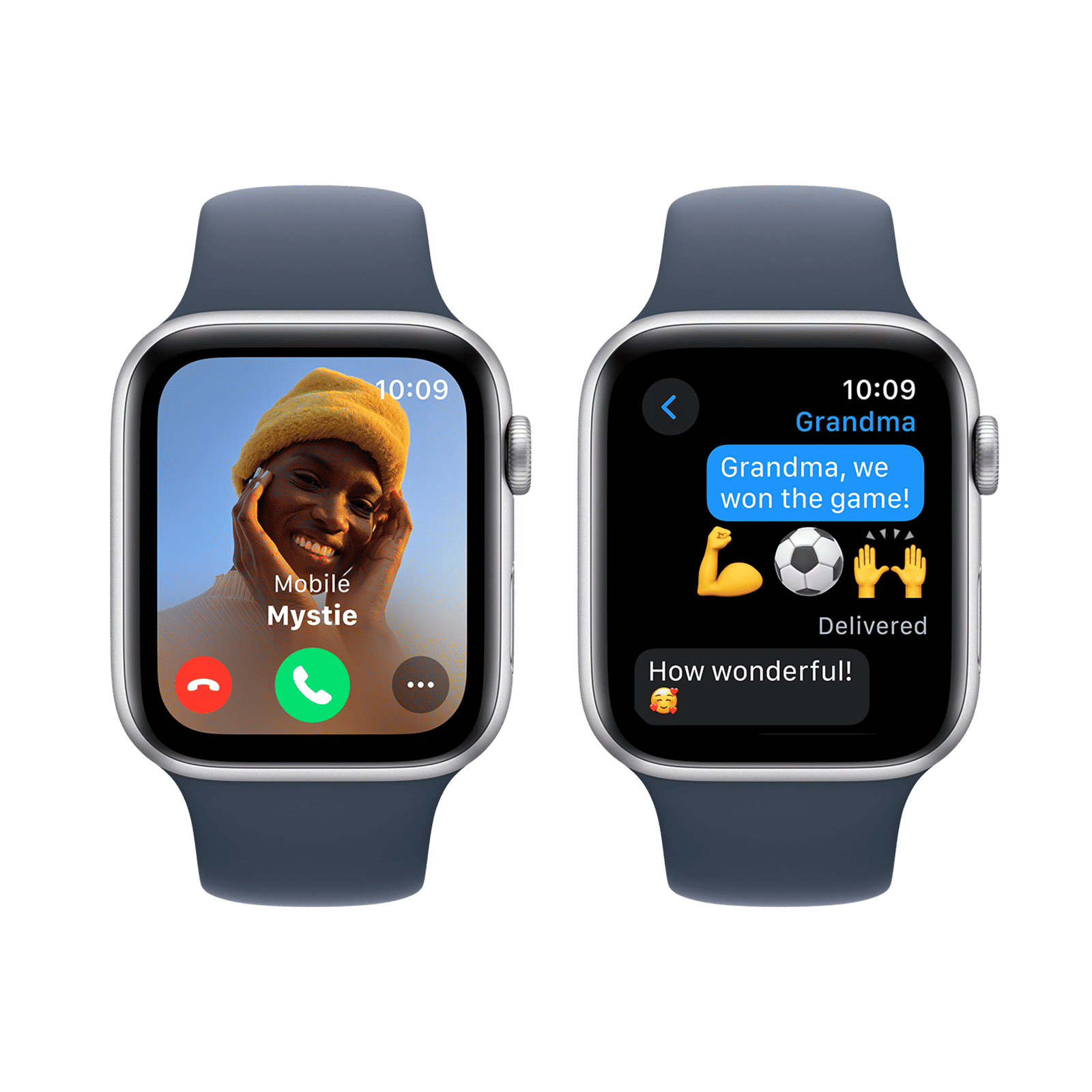 Apple Watch SE GPS with Storm Blue Sport Band - M/L (44mm Display, Silver Aluminium Case)_4