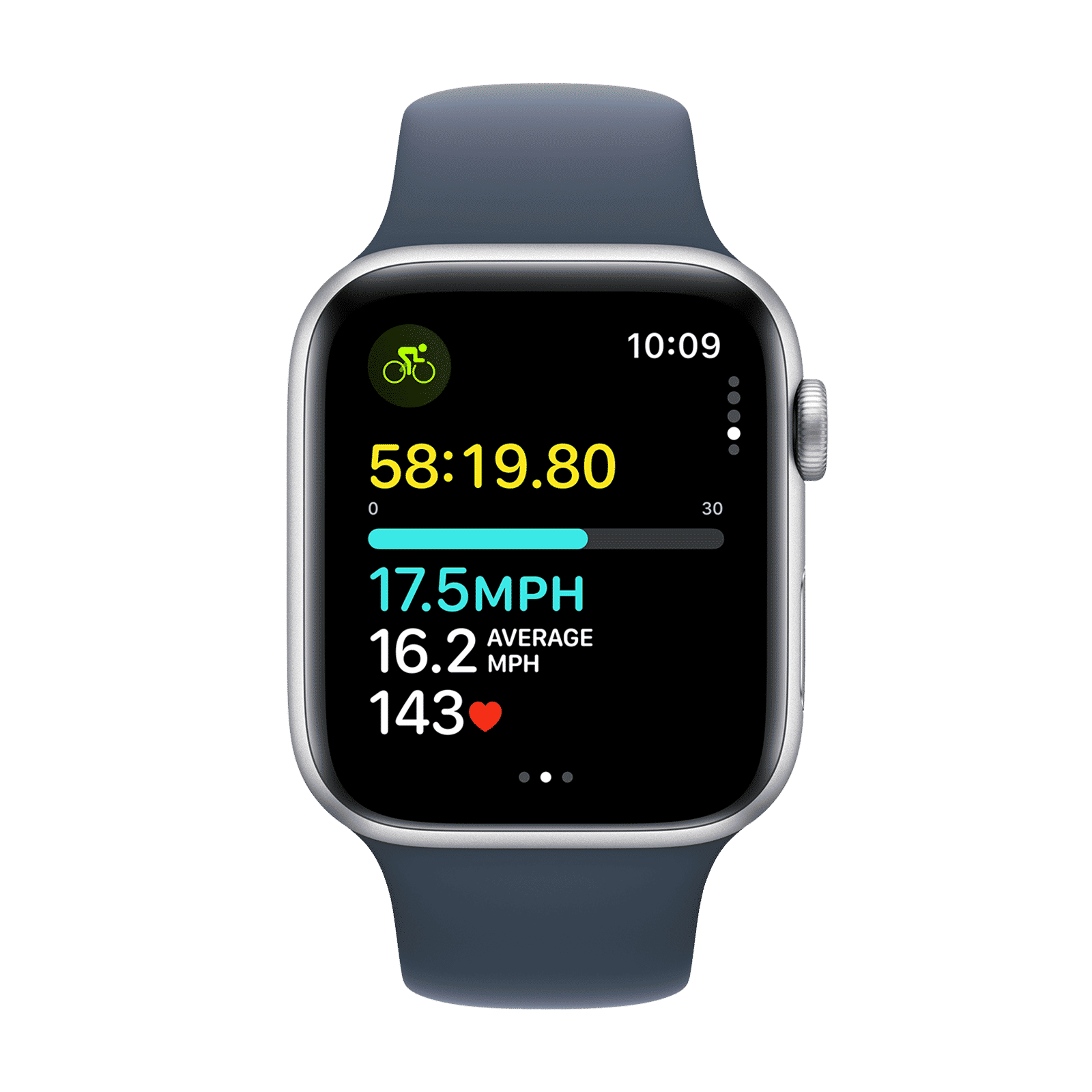 Apple Watch SE GPS with Storm Blue Sport Band - M/L (44mm Display, Silver Aluminium Case)_6