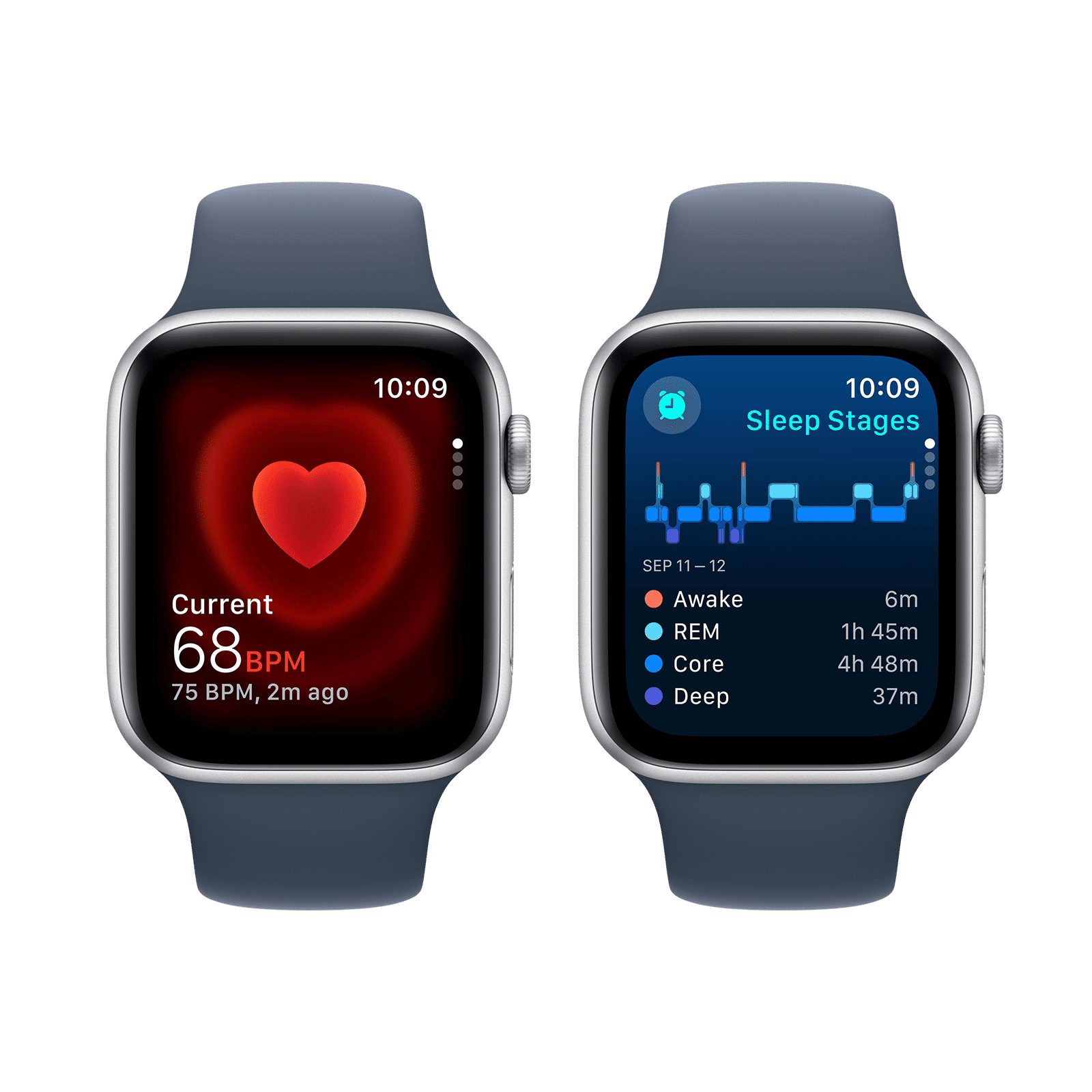 Apple Watch SE GPS+Cellular with Storm Blue Sport Band - M/L (44mm Display, Silver Aluminium Case)_5