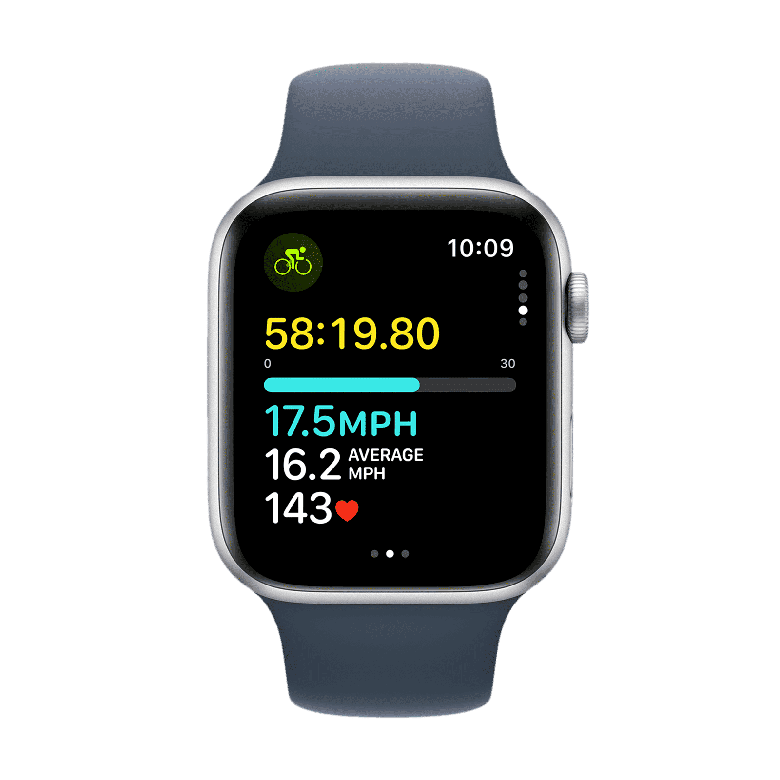 Apple Watch SE GPS+Cellular with Storm Blue Sport Band - M/L (44mm Display, Silver Aluminium Case)_6