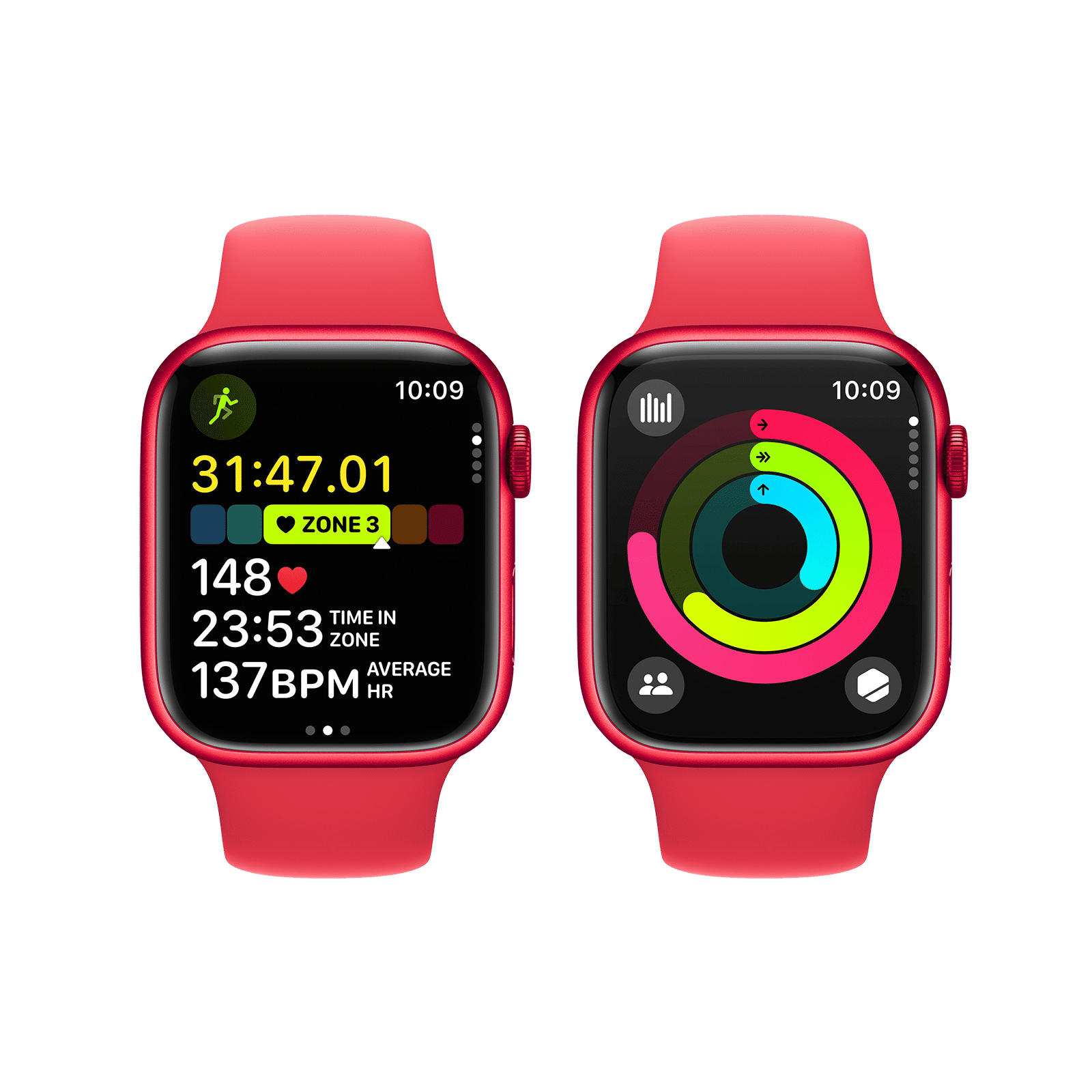Apple Watch Series 9 GPS+Cellular with Red Sport Band - M/L (45mm Display, Red Aluminium Case)_8