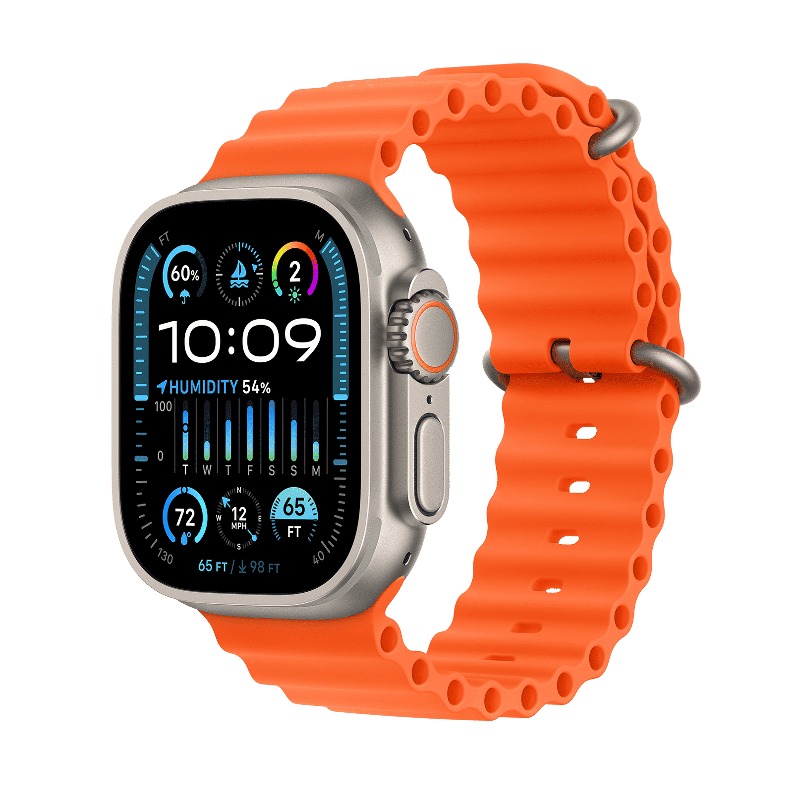 Apple Watch Ultra 2 GPS+Cellular with Orange Ocean Band - M/L (49mm Display, Titanium Case)_1
