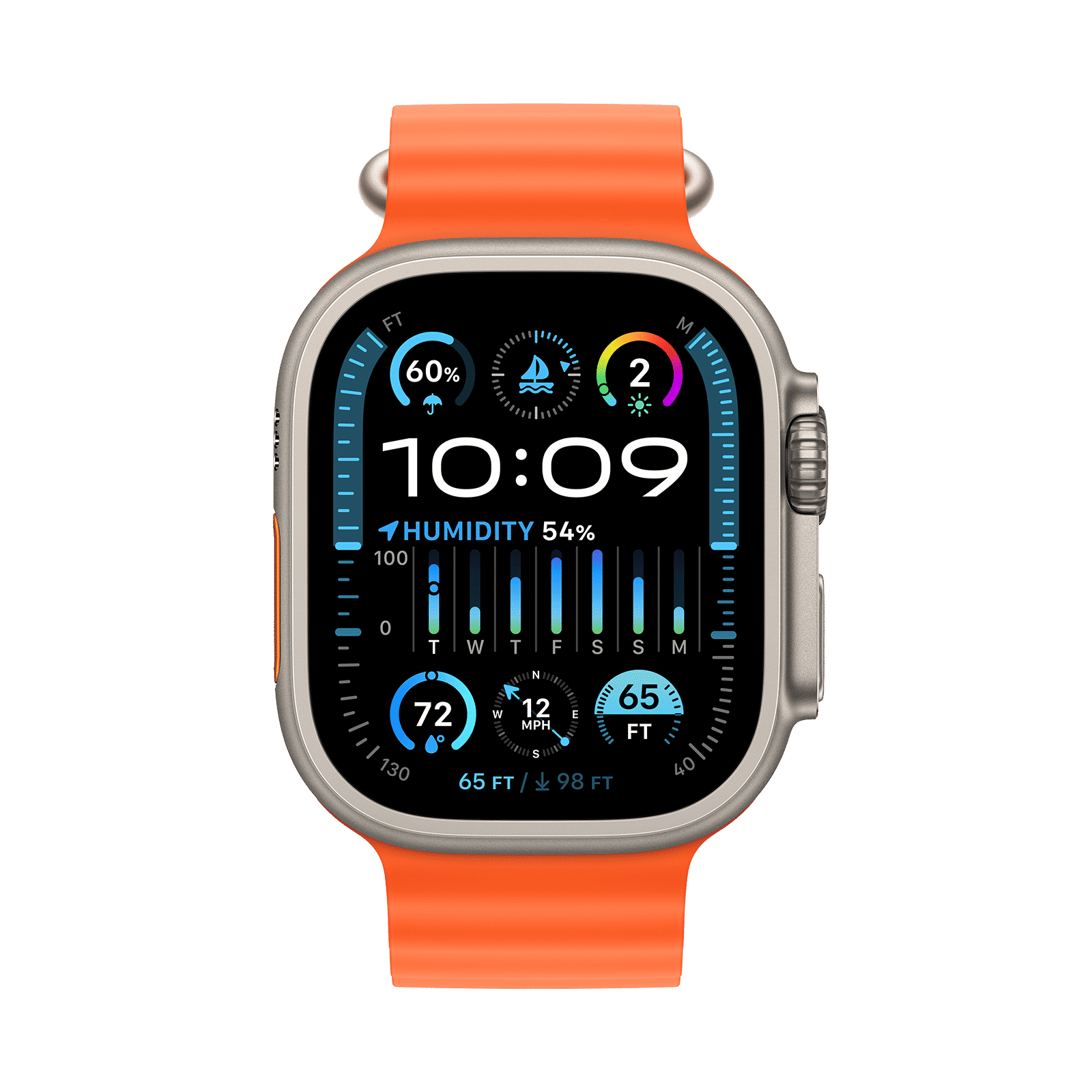 Apple Watch Ultra 2 GPS+Cellular with Orange Ocean Band - M/L (49mm Display, Titanium Case)_2