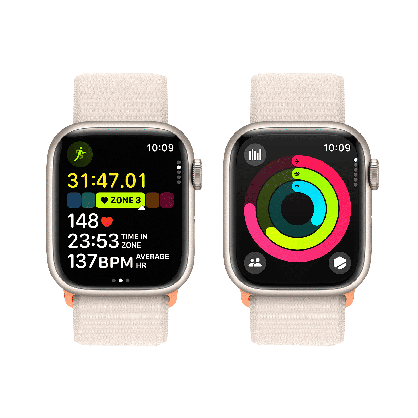Apple Watch Series 9 GPS with Starlight Sport Loop - S/M (41mm Display, Starlight Aluminium Case)_8