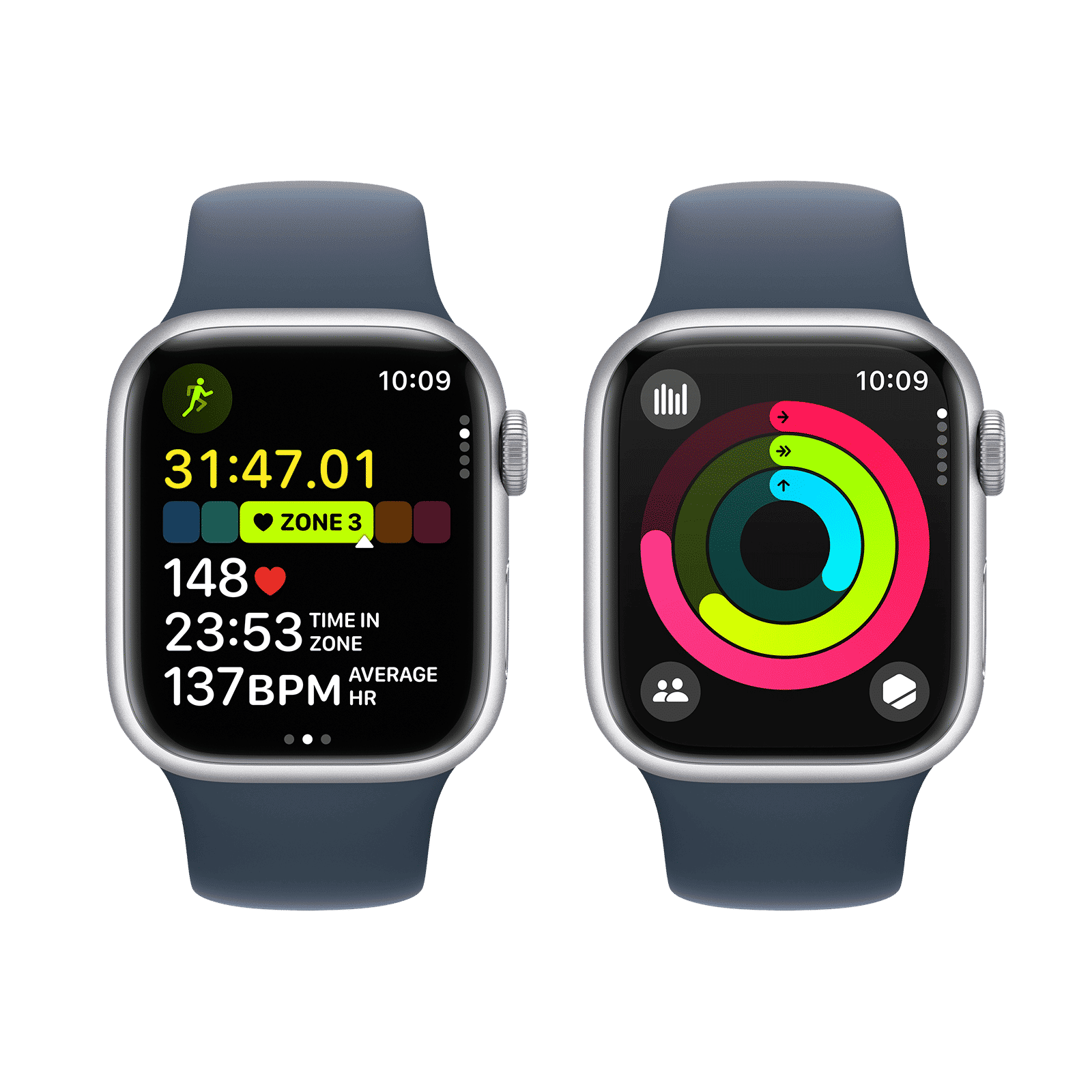 Apple Watch Series 9 GPS with Storm Blue Sport Band - S/M (41mm Display, Silver Aluminium Case) Apple Watch Series 9 GPS with Storm Blue Sport Band - S/M (41mm Display, Silver Aluminium Case)_8