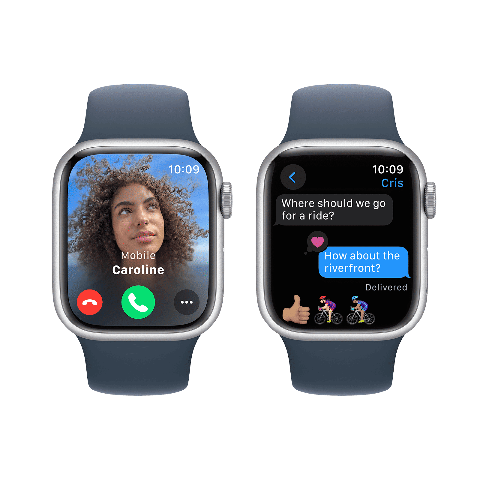 Apple Watch Series 9 GPS with Storm Blue Sport Band - M/L (41mm Display, Silver Aluminium Case)_6