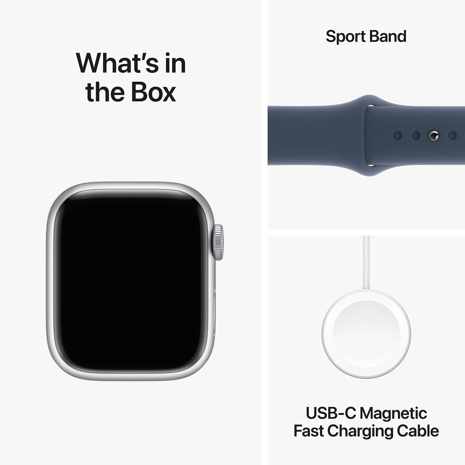 Apple Watch Series 9 GPS with Storm Blue Sport Band - M/L (41mm Display, Silver Aluminium Case)_10