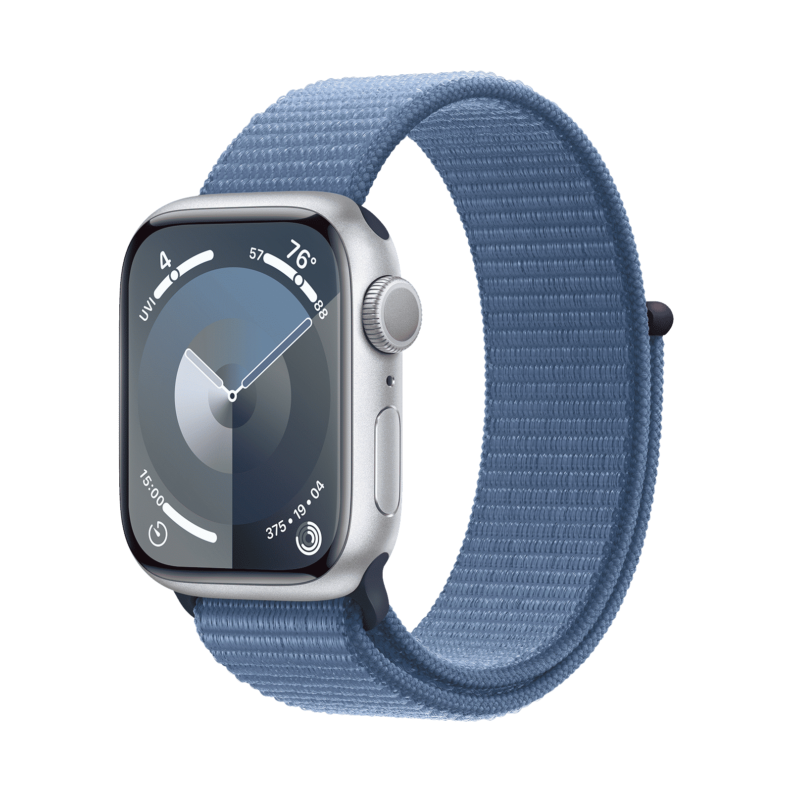 Apple Watch Series 9 GPS with Winter Blue Sport Loop - S/M (41mm Display, Silver Aluminium Case)_1