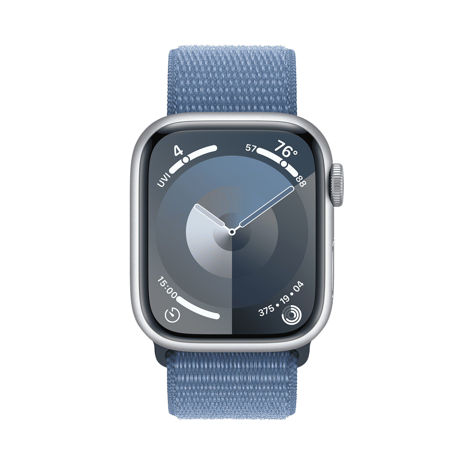 Apple Watch Series 9 GPS with Winter Blue Sport Loop - S/M (41mm Display, Silver Aluminium Case)_2