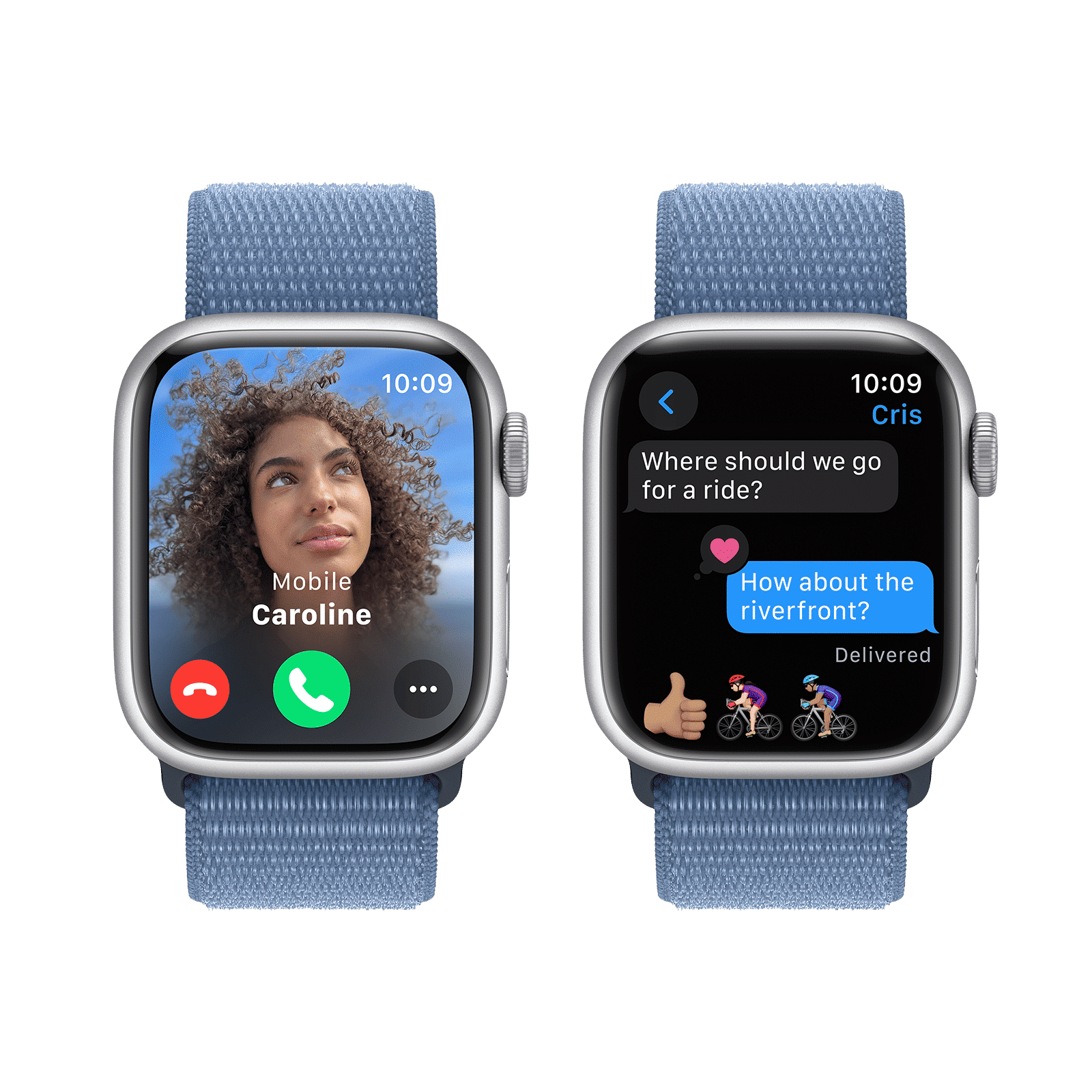 Apple Watch Series 9 GPS with Winter Blue Sport Loop - S/M (41mm Display, Silver Aluminium Case)_6