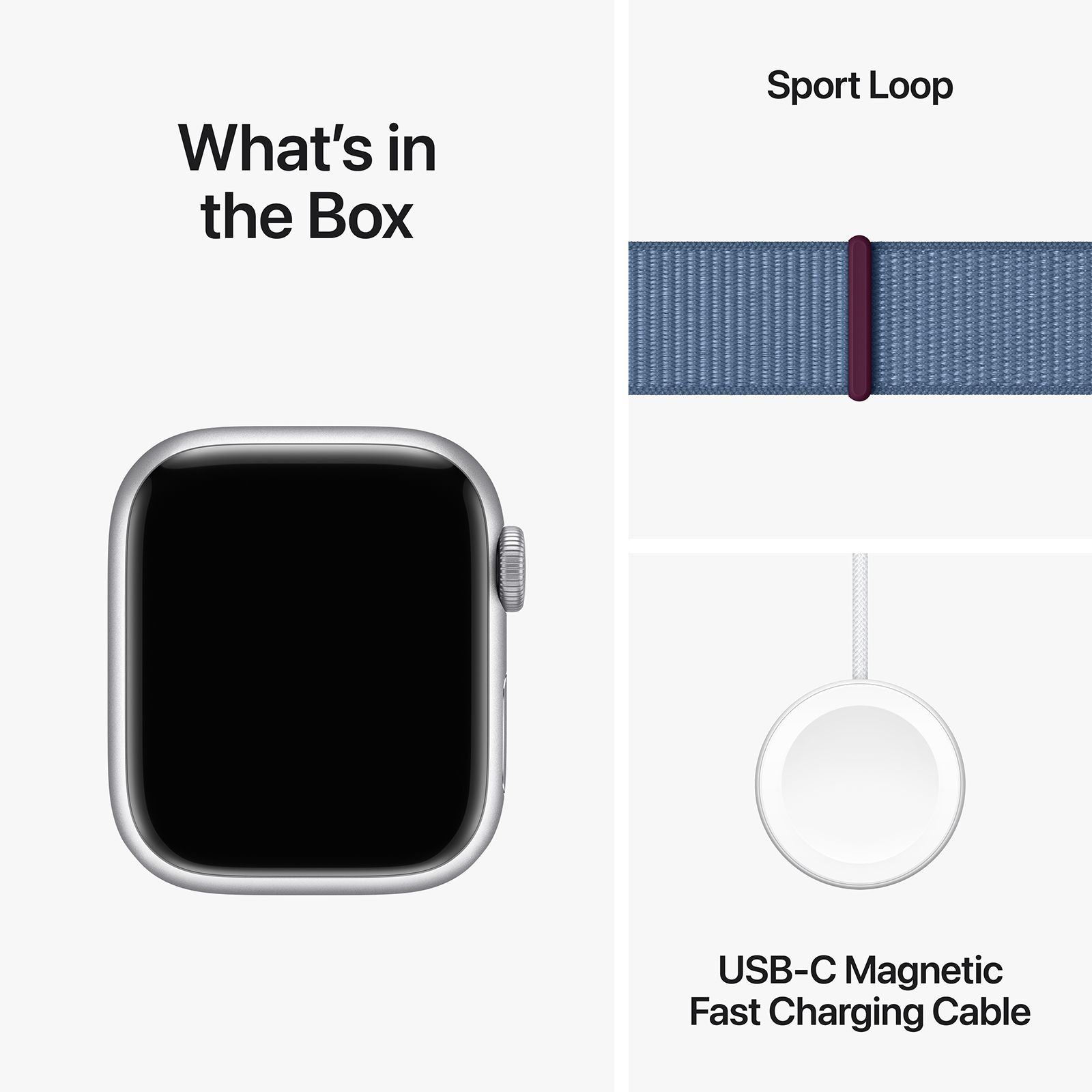 Apple Watch Series 9 GPS with Winter Blue Sport Loop - S/M (41mm Display, Silver Aluminium Case)_10