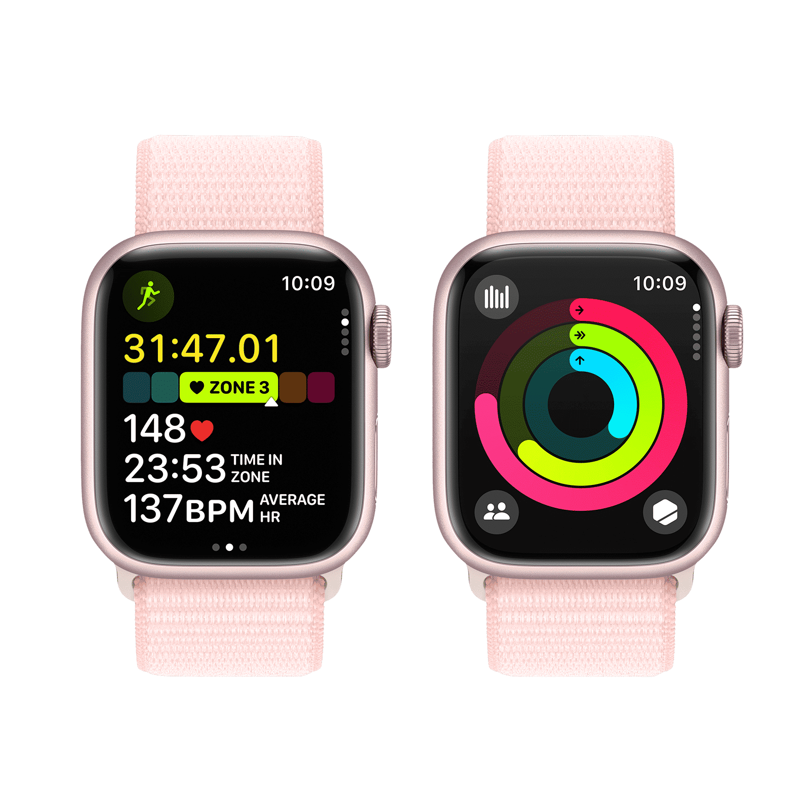 Apple Watch Series 9 GPS with Light Pink Sport Loop - S/M (41mm Display, Pink Aluminium Case)_8